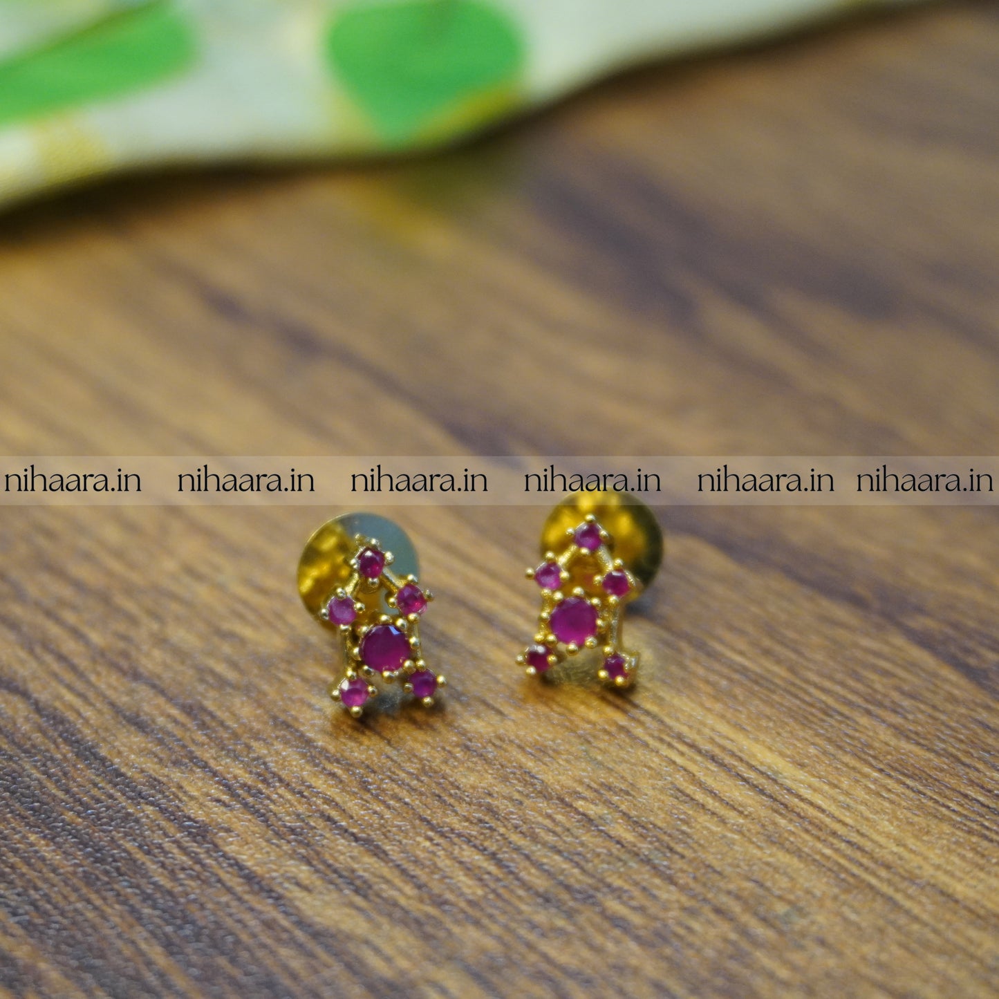 Gold Lakshya Necklace Set - Magenta NA742