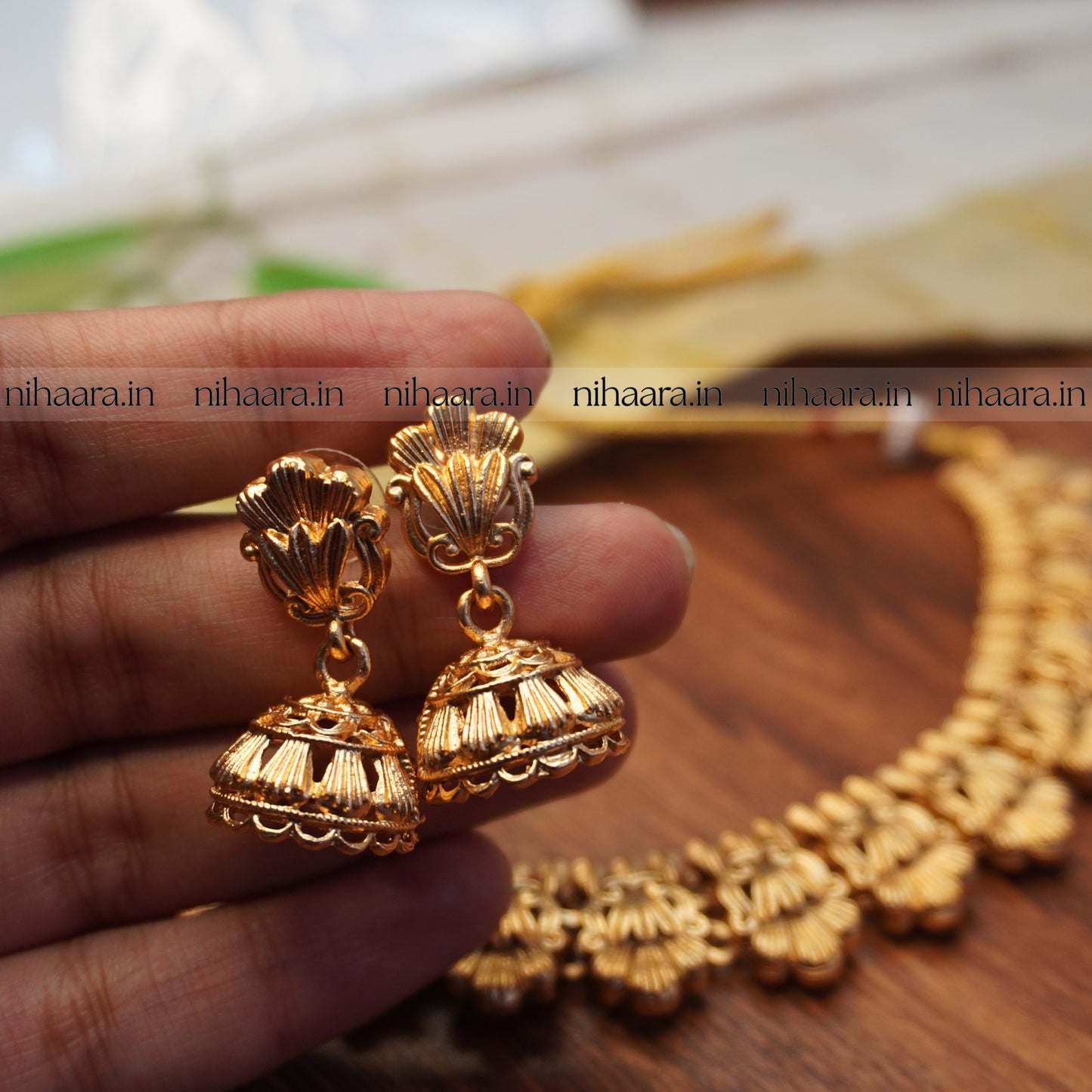 Traditional Gold Paksha Necklace Set NA747