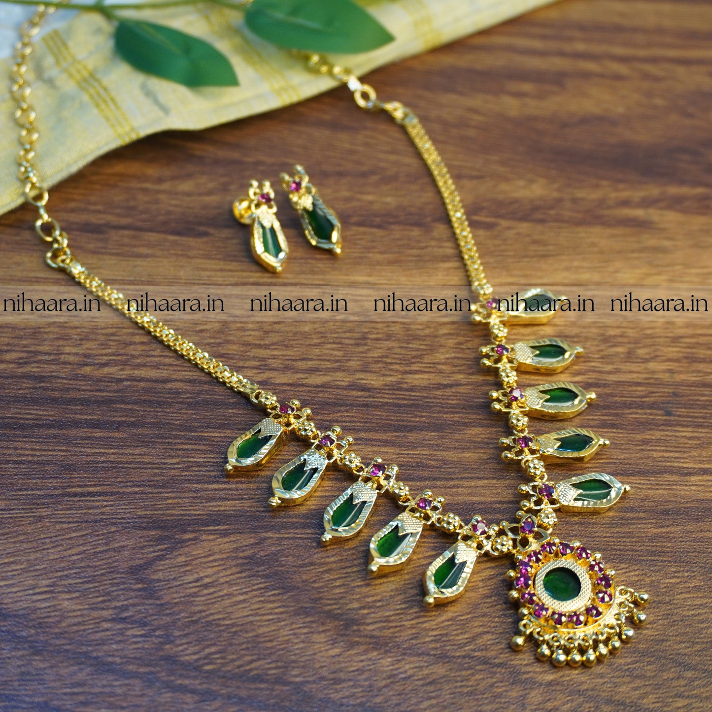 Kerala Premium Traditional Gold Plated Palakka Mala Set NA762