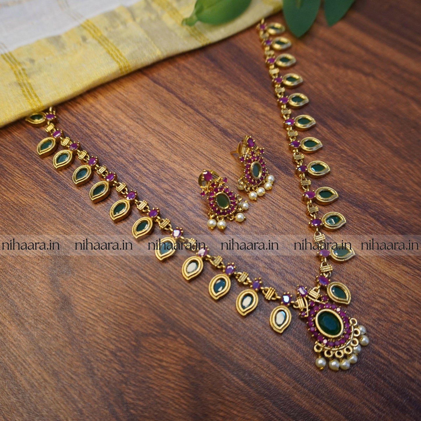 Premium Gold AD Thiruvonam Palakka Necklace Set NA711