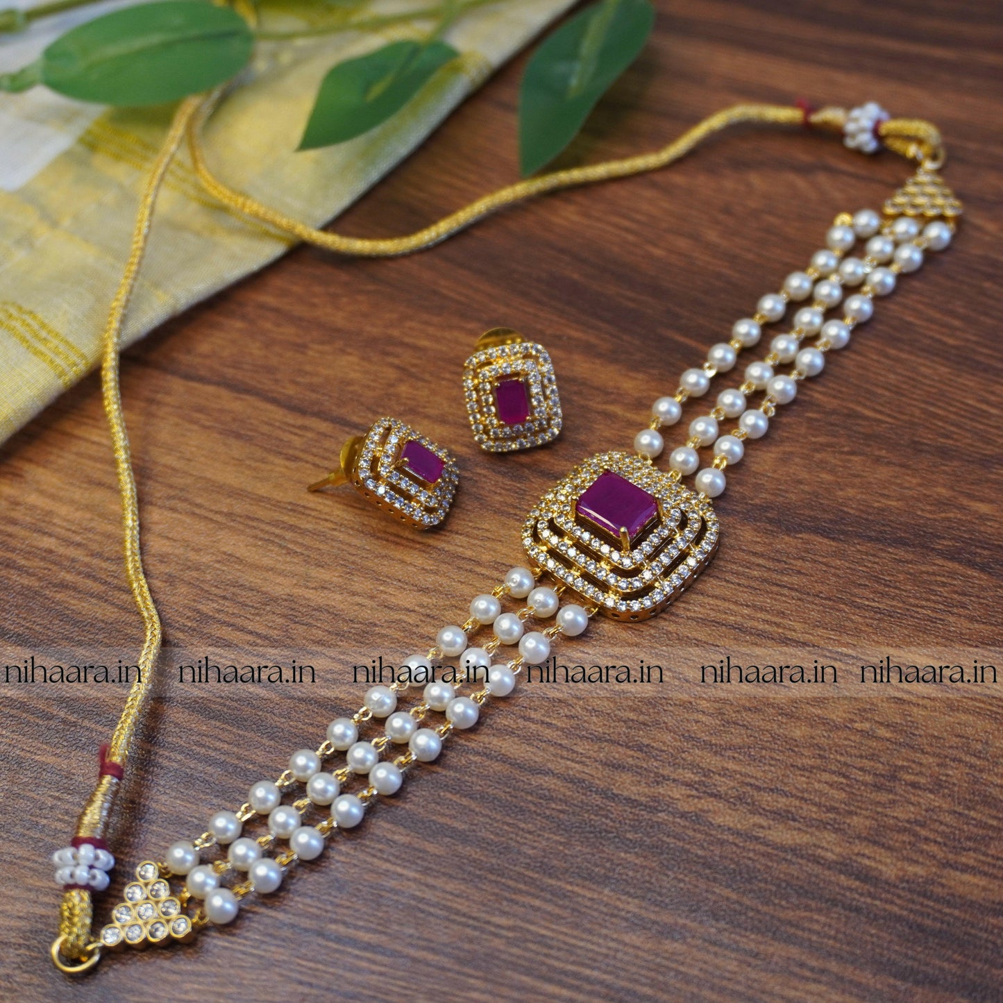 Premium AD Pearl Choker Set NA716