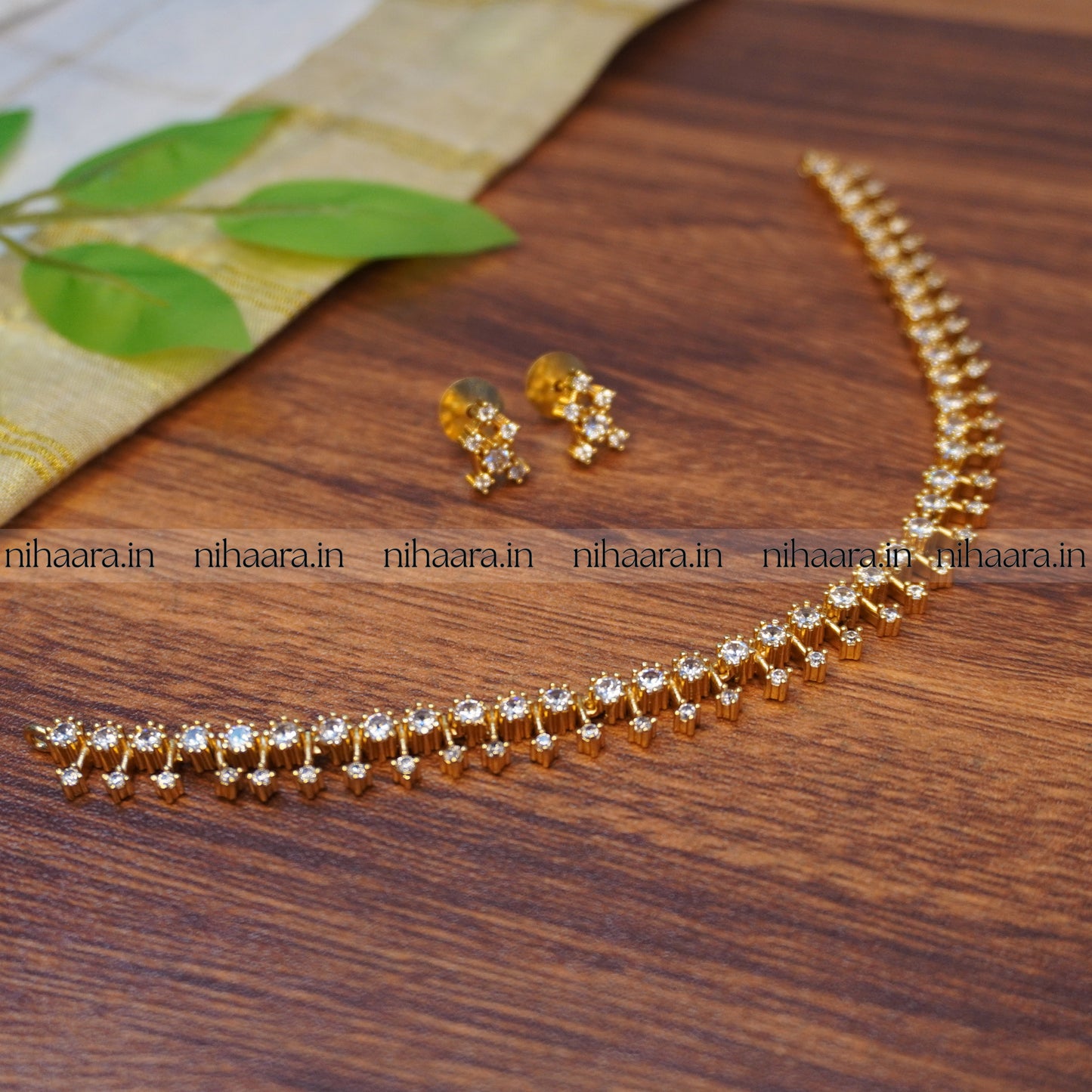 Gold Lakshya Necklace Set - White NA741