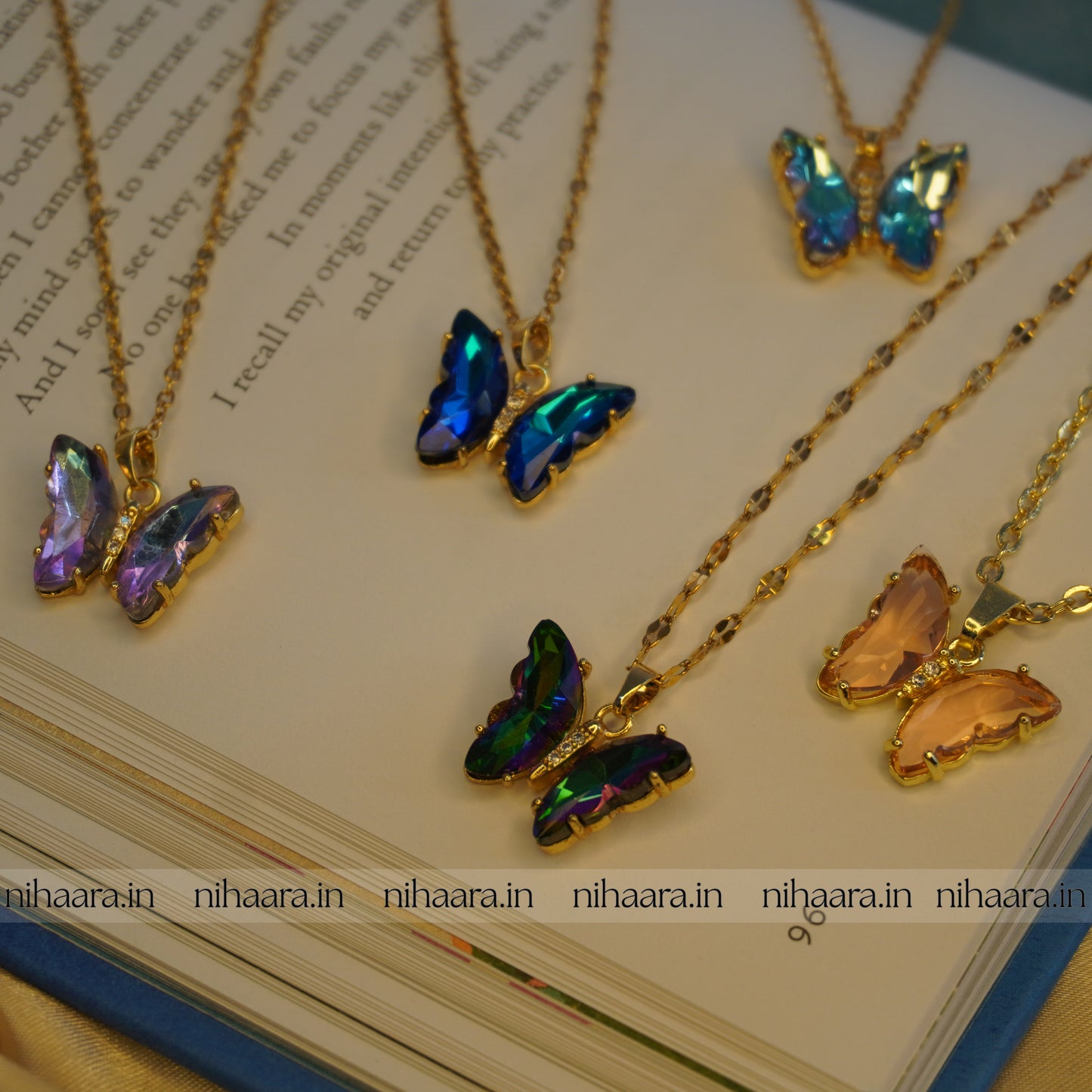 Daily wear Butterfly Necklace - Sapphire Blue NA206