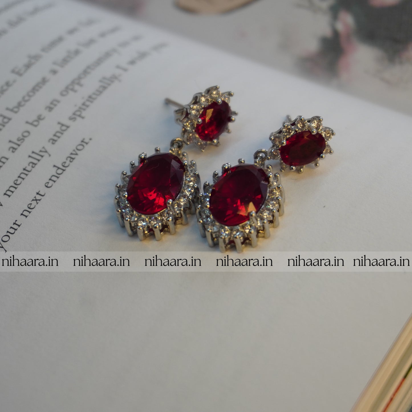 Anti-Tarnish Premium Ruby Drops Earrings NA222