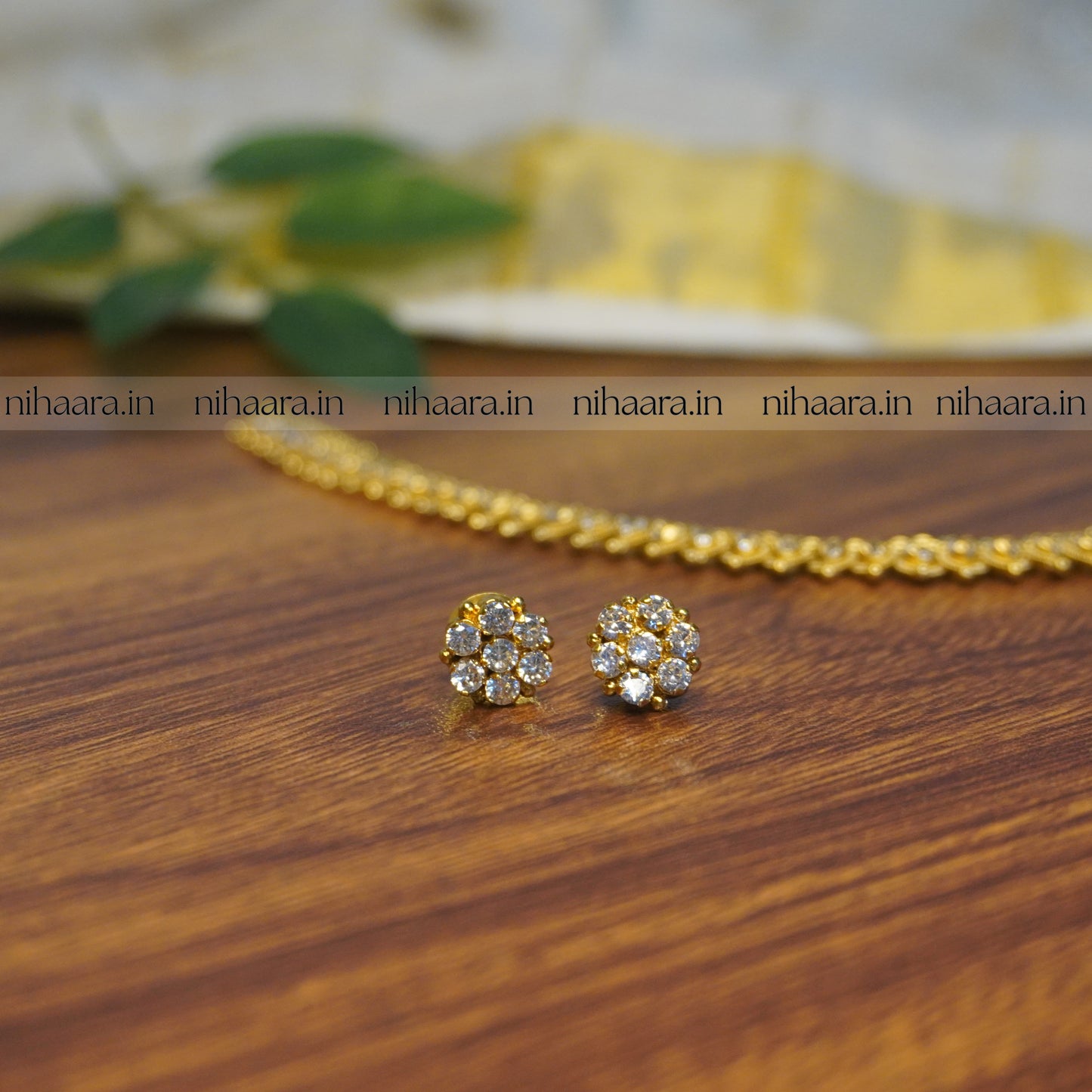 Gold Alankritha Necklace Set - White NA763