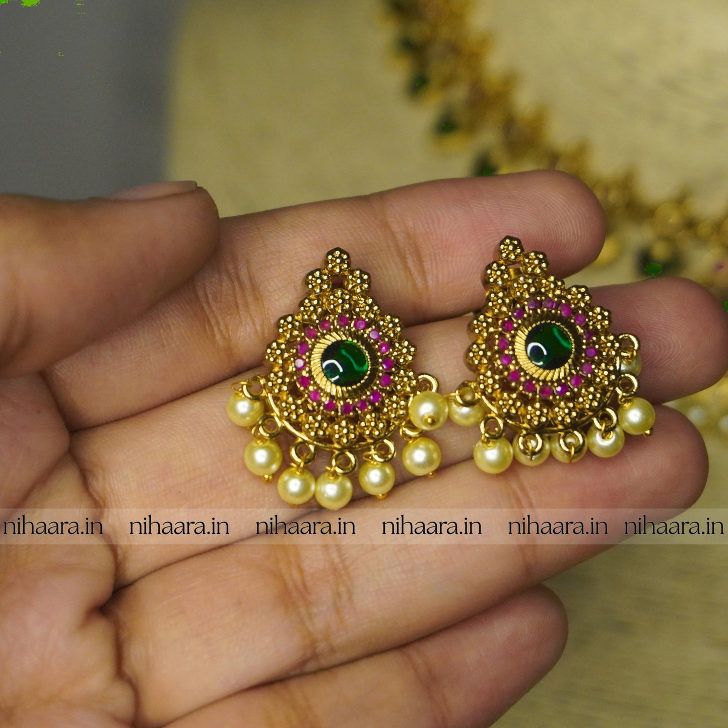 Premium Gold Plated Amrutha Paalakka Necklace NA801