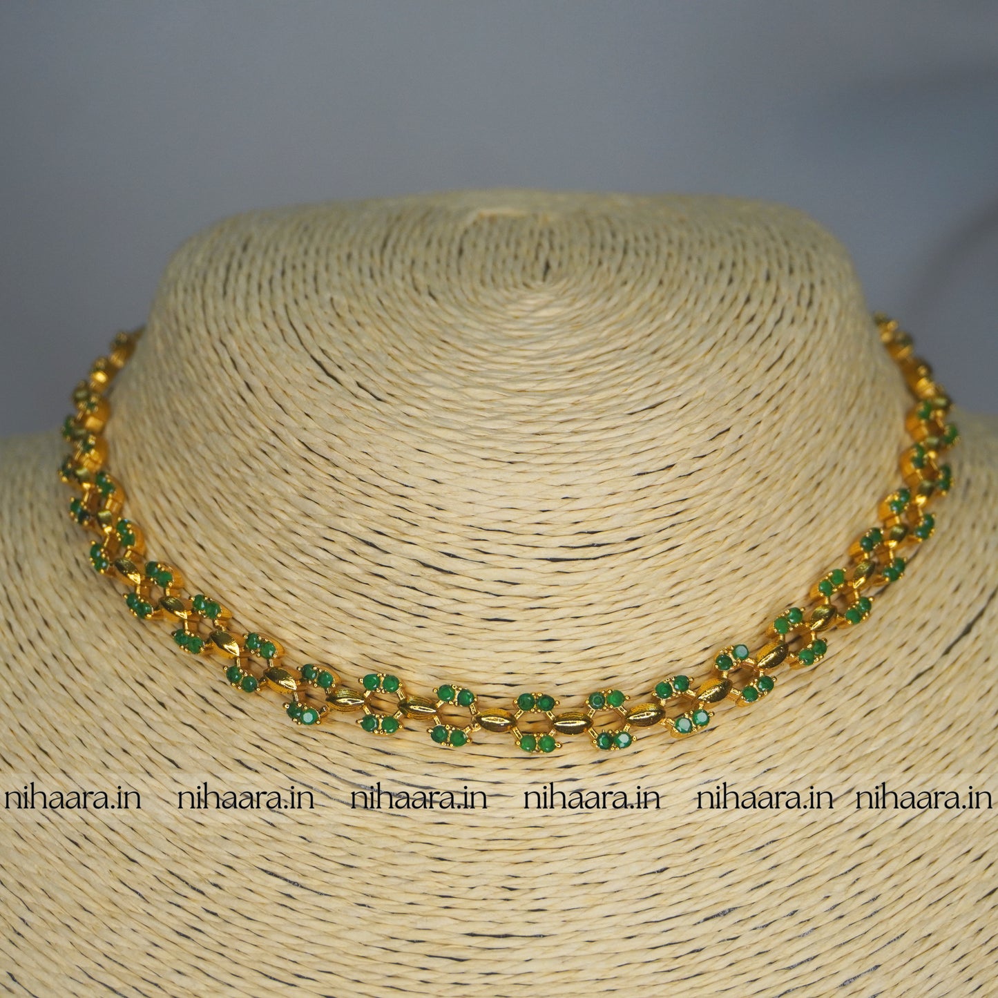 Gold Layam Necklace Set Green NA805