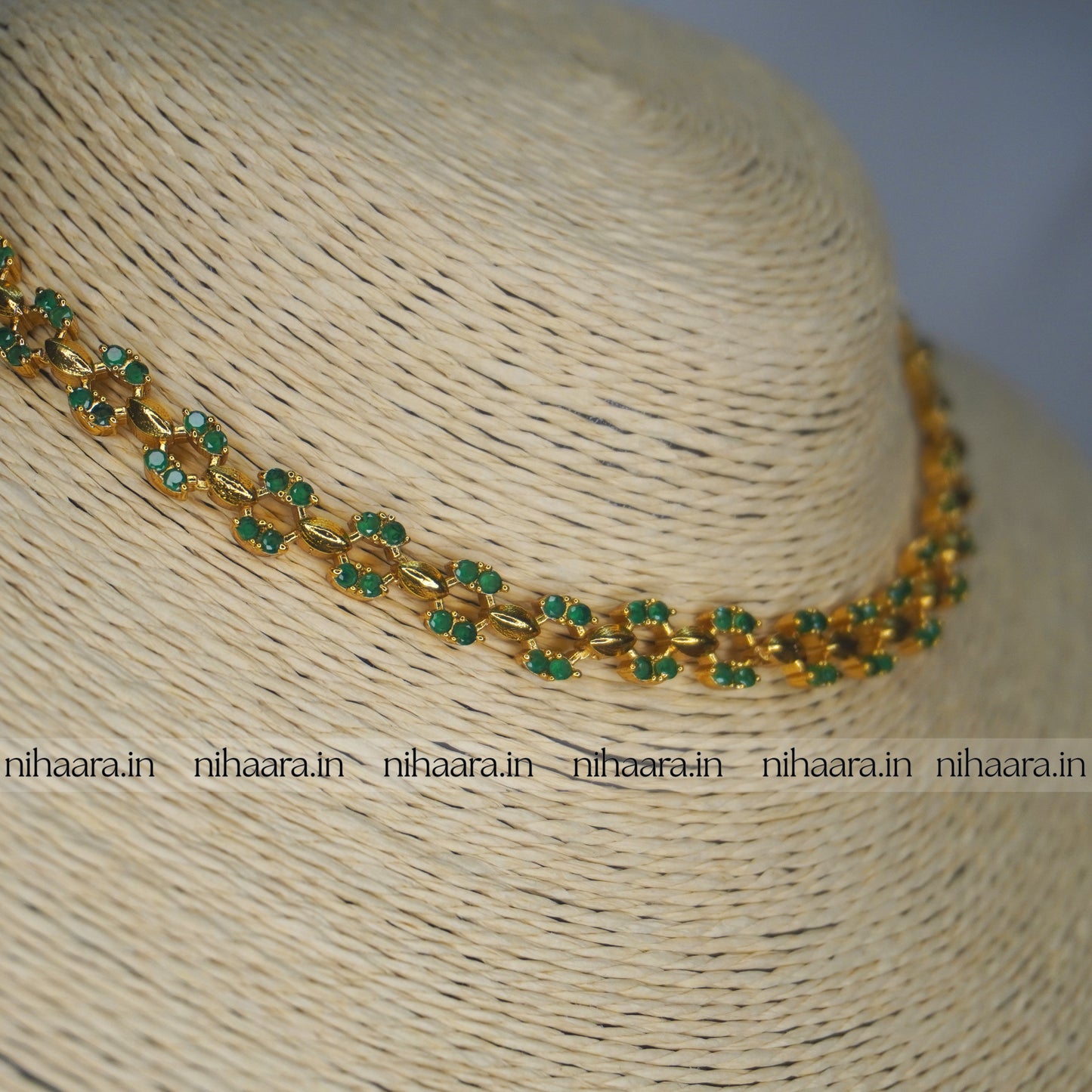 Gold Layam Necklace Set Green NA805