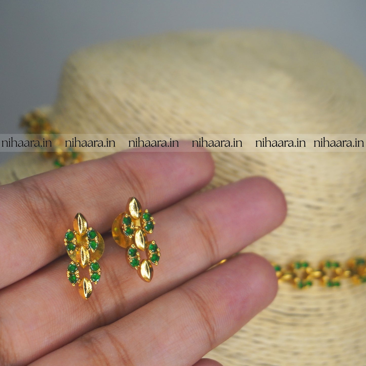 Gold Layam Necklace Set Green NA805