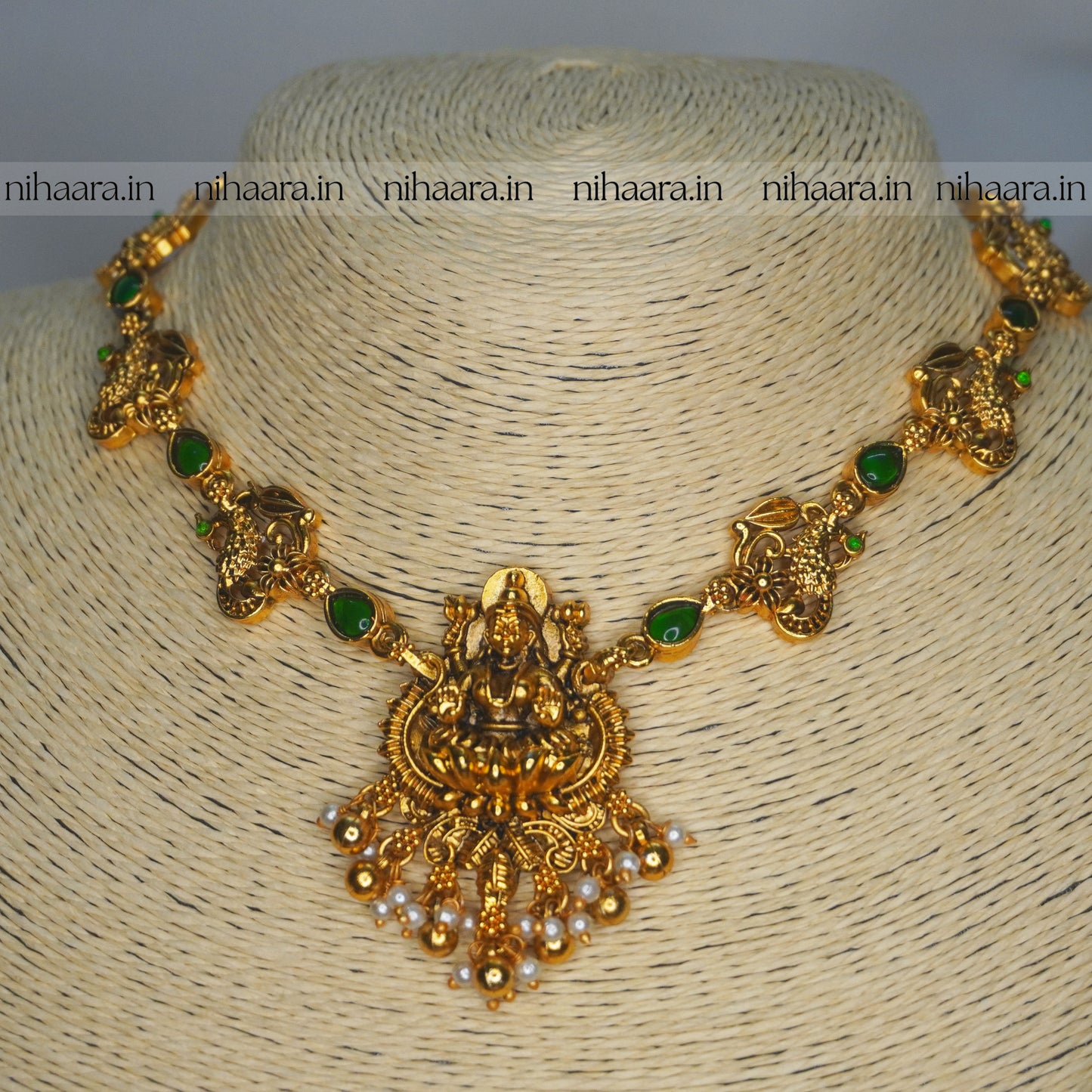 Traditional Gold Aditi Necklace Set - Green NA755
