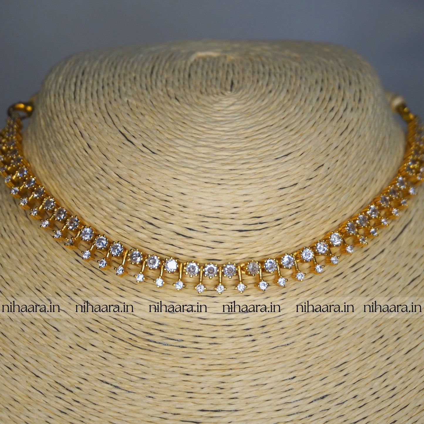 Gold Lakshya Necklace Set - White NA741