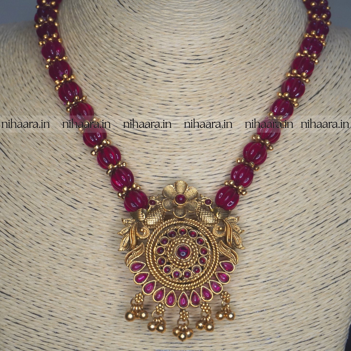 Reversible Red Pearl Haaram set NA727