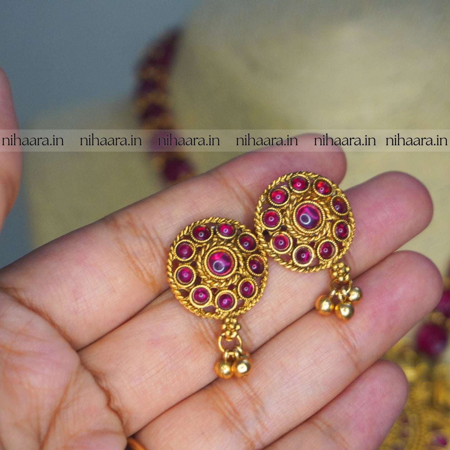 Reversible Red Pearl Haaram set NA727