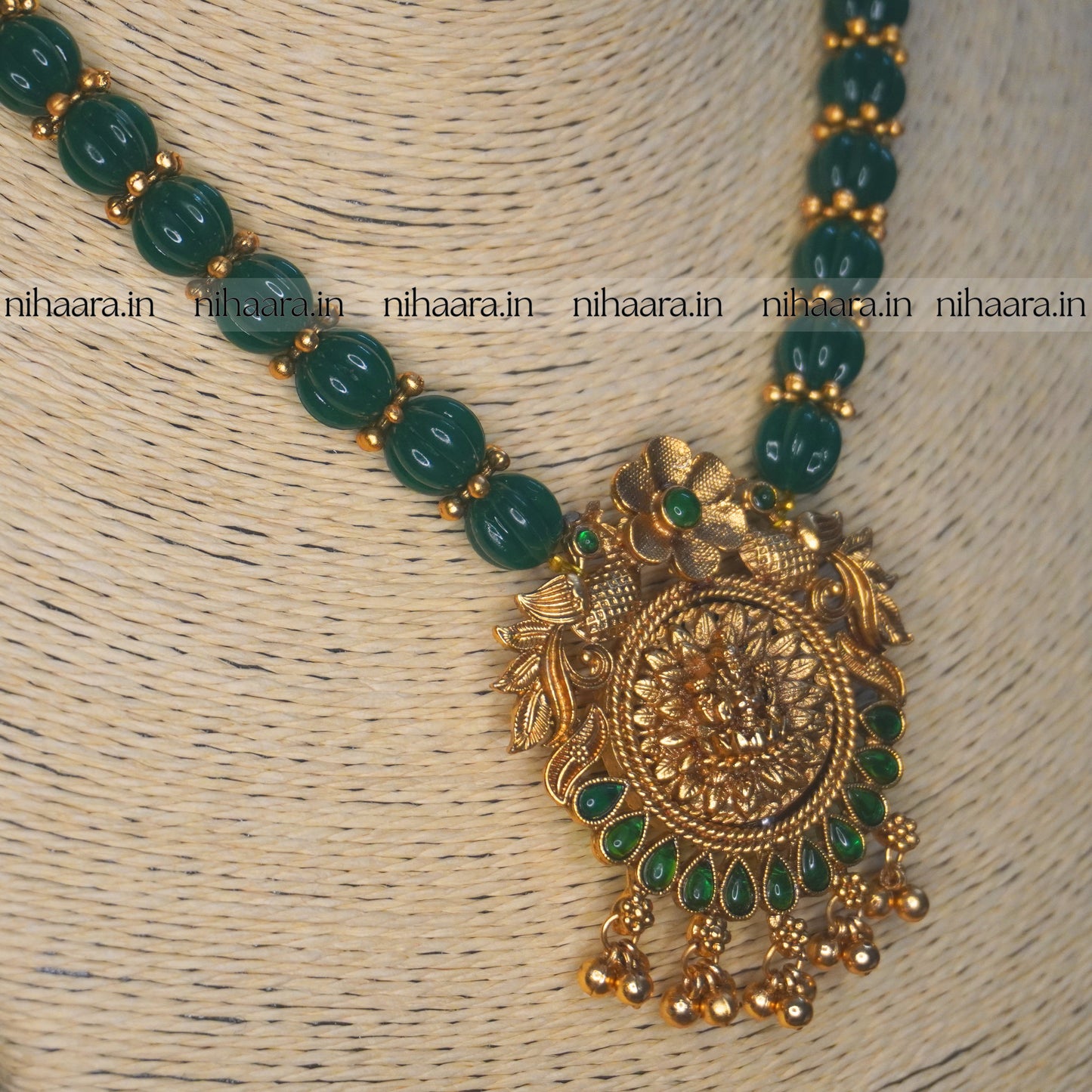 Reversible Green Pearl Haaram set NA726