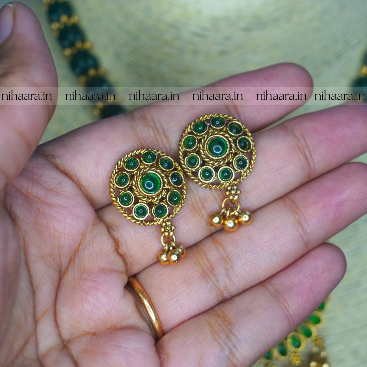 Reversible Green Pearl Haaram set NA726