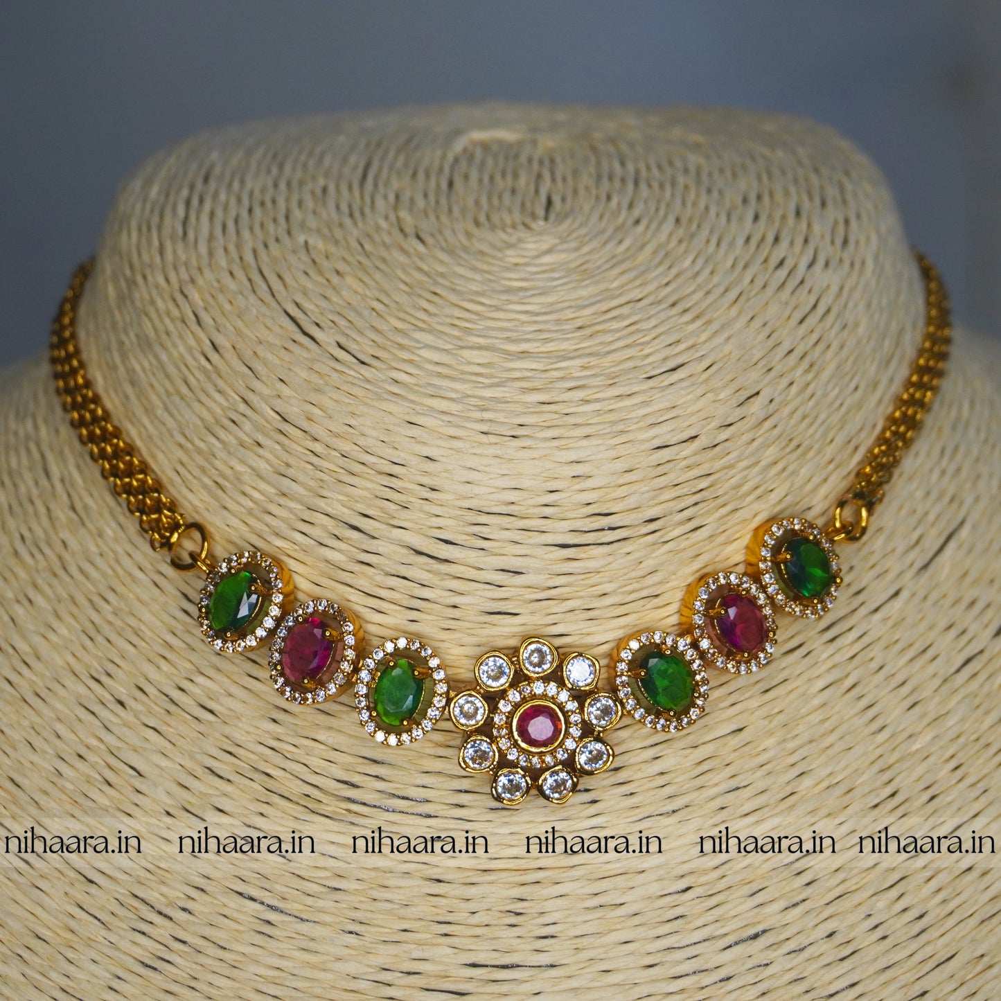 Premium Gold AD Mohini Choker Set - NA754
