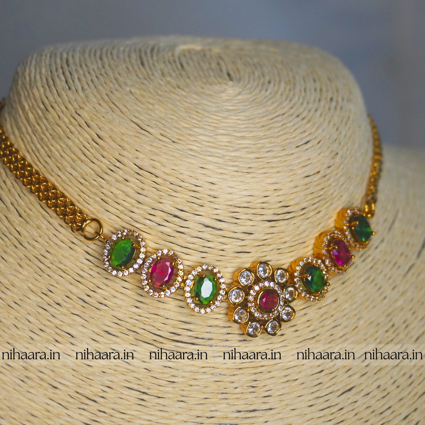 Premium Gold AD Mohini Choker Set - NA754