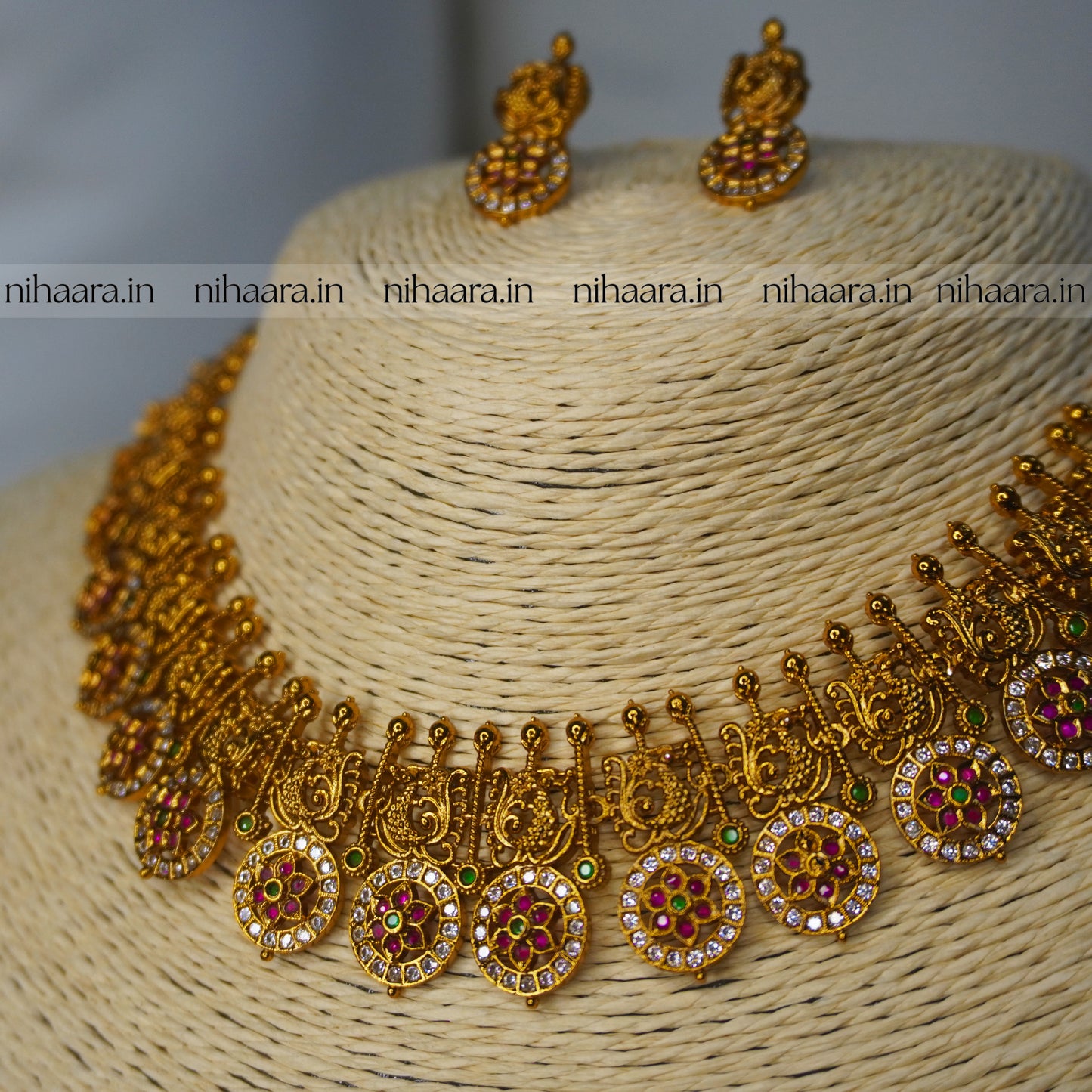 Premium Gold AD Droupathi Necklace Set NA814
