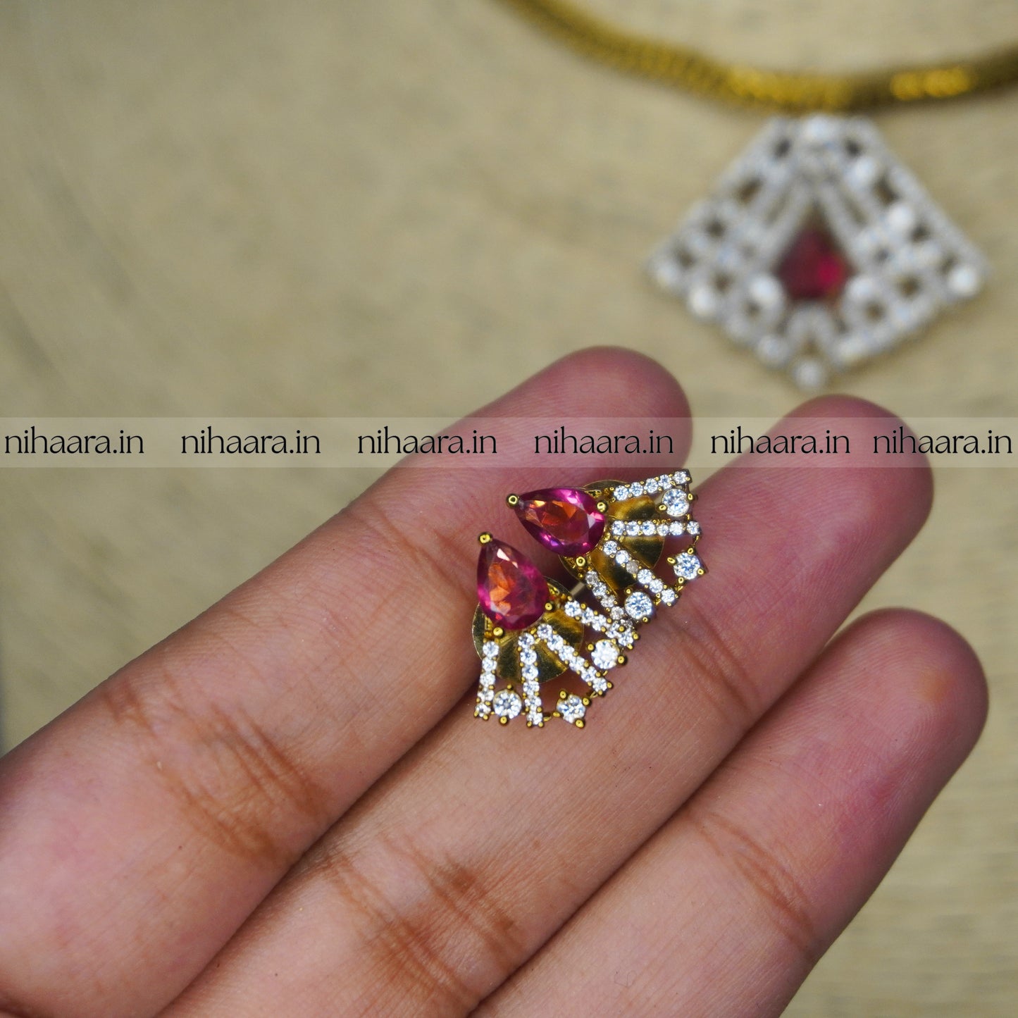 Antique AD Sia Necklace Set Red NA812