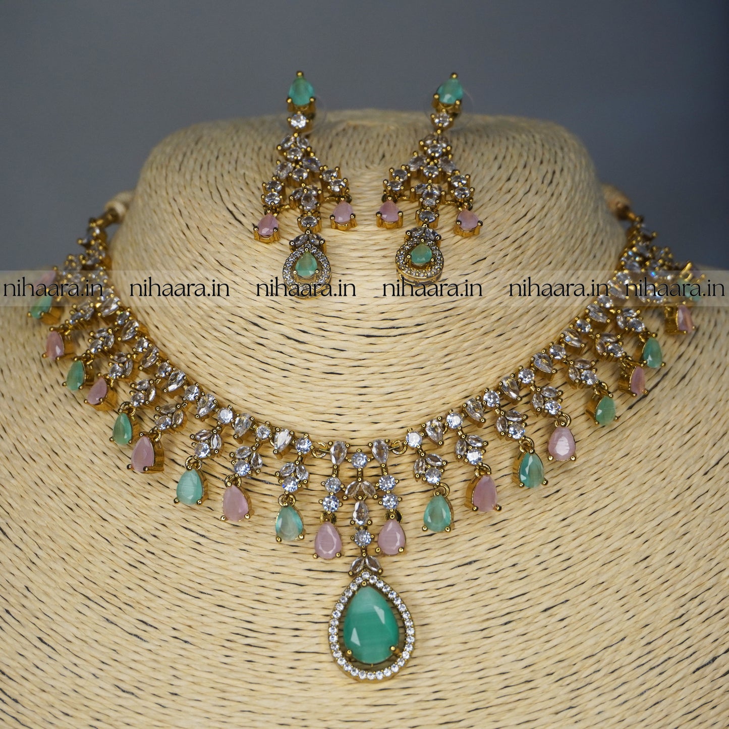 Premium AD Raindrops Necklace Set NA810