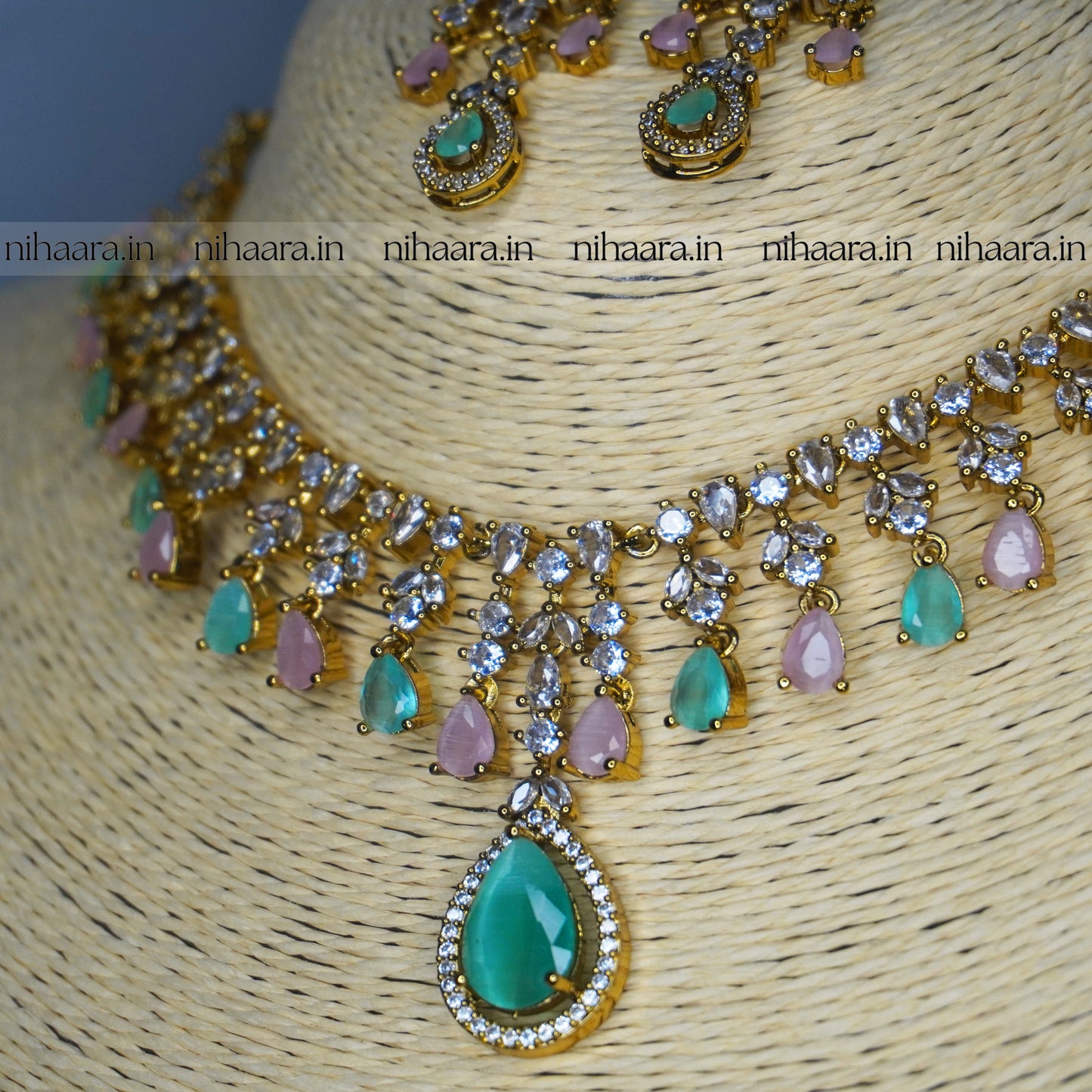 Premium AD Raindrops Necklace Set NA810