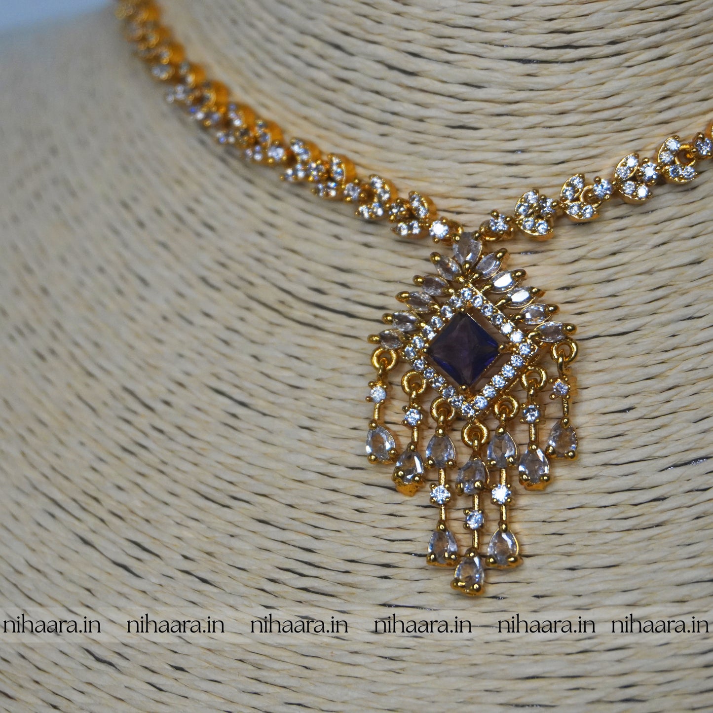 Premium AD Gold Topaz Necklace Set NA825