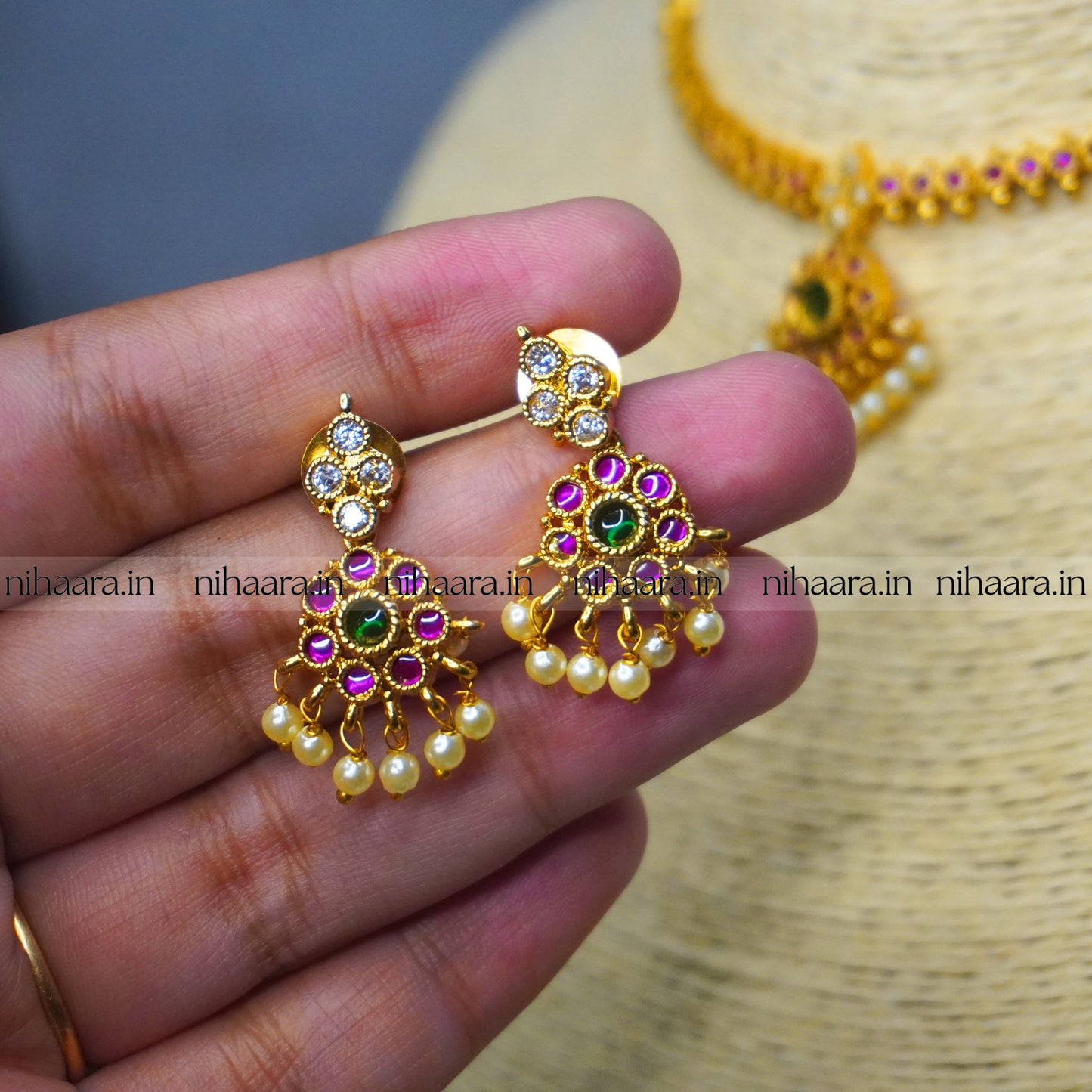 Premium Gold AD Anugraha Necklace Set NA831