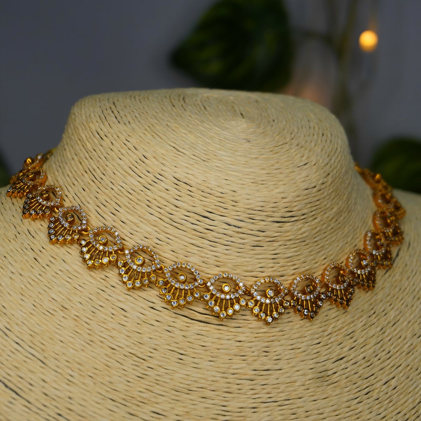 Premium Gold AD Nayana Necklace Set NA839