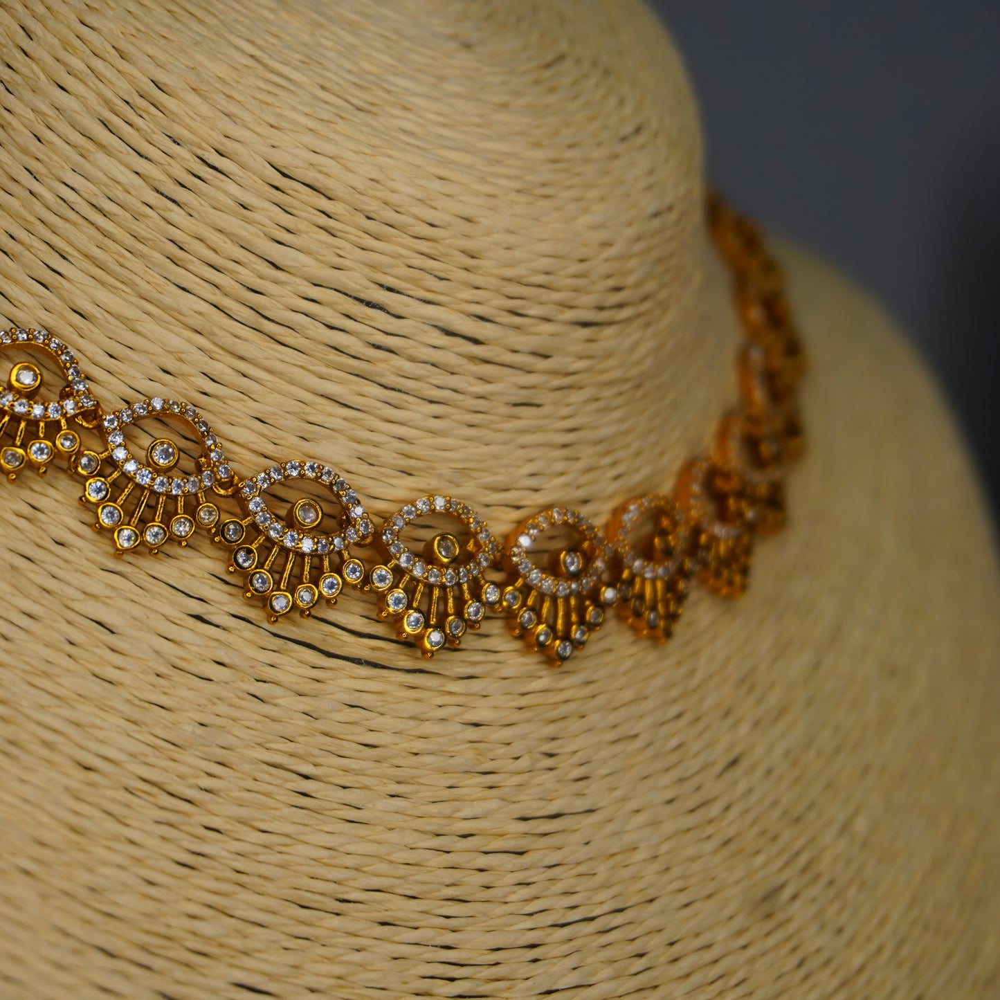 Premium Gold AD Nayana Necklace Set NA839