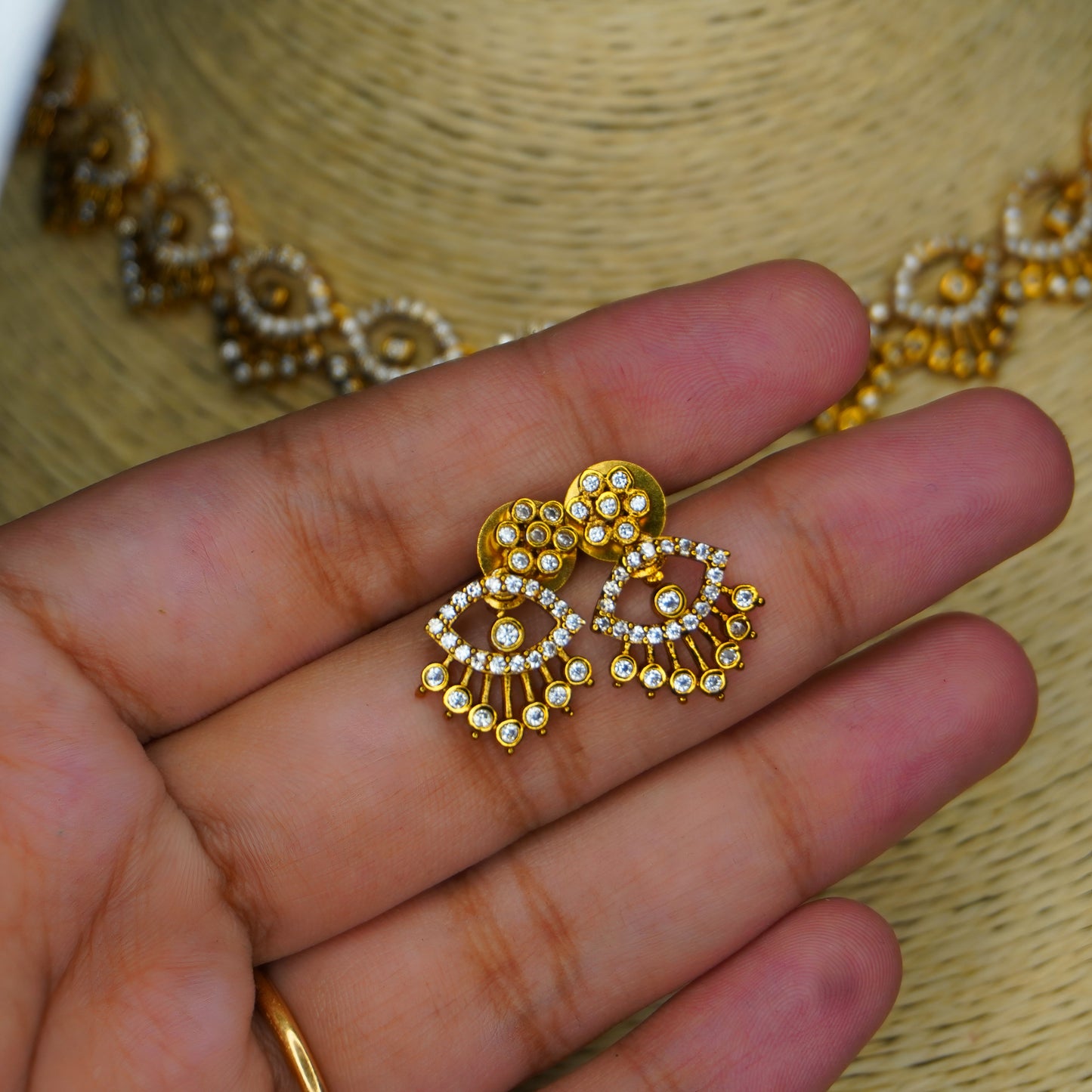 Premium Gold AD Nayana Necklace Set NA839