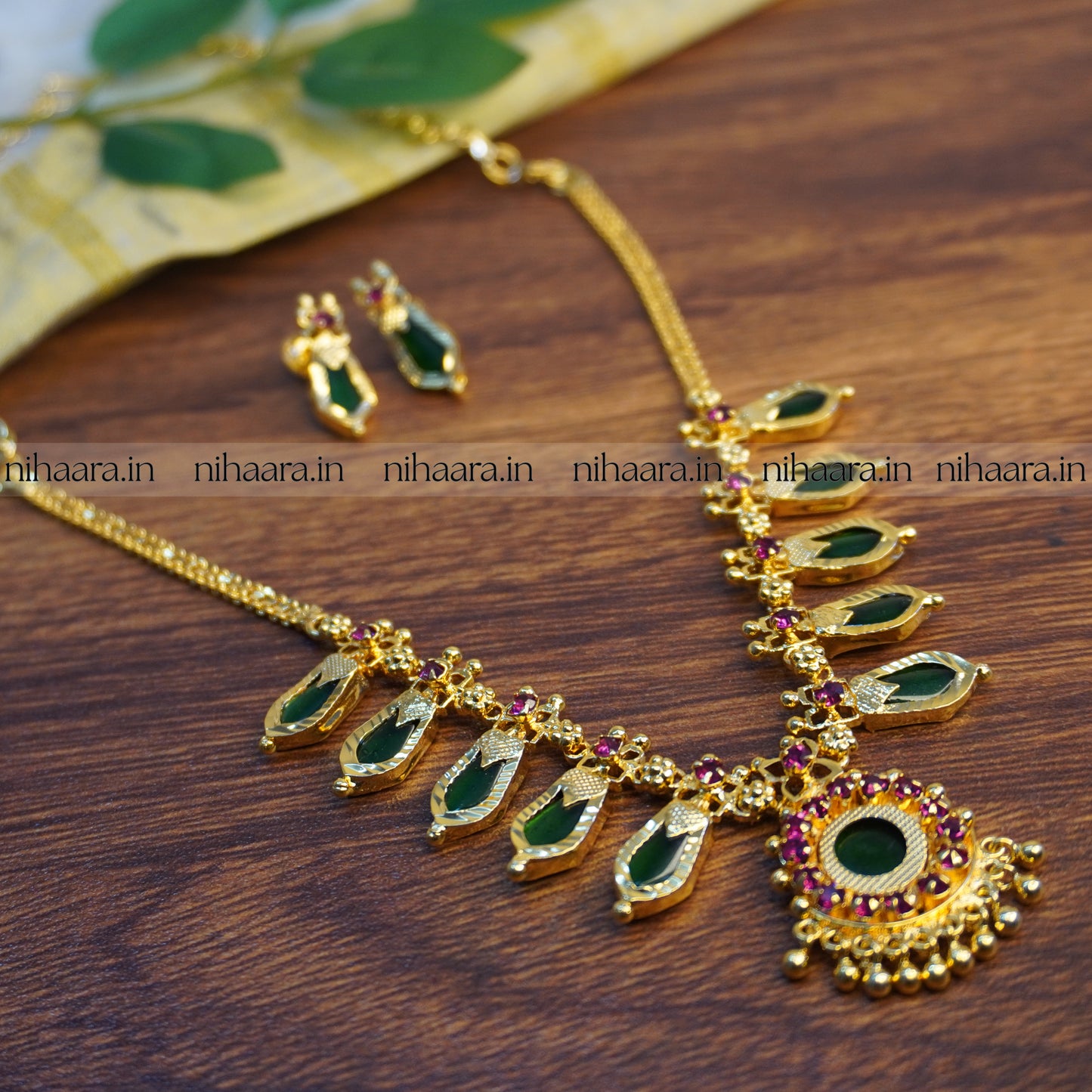 Kerala Premium Traditional Gold Plated Palakka Mala Set NA762