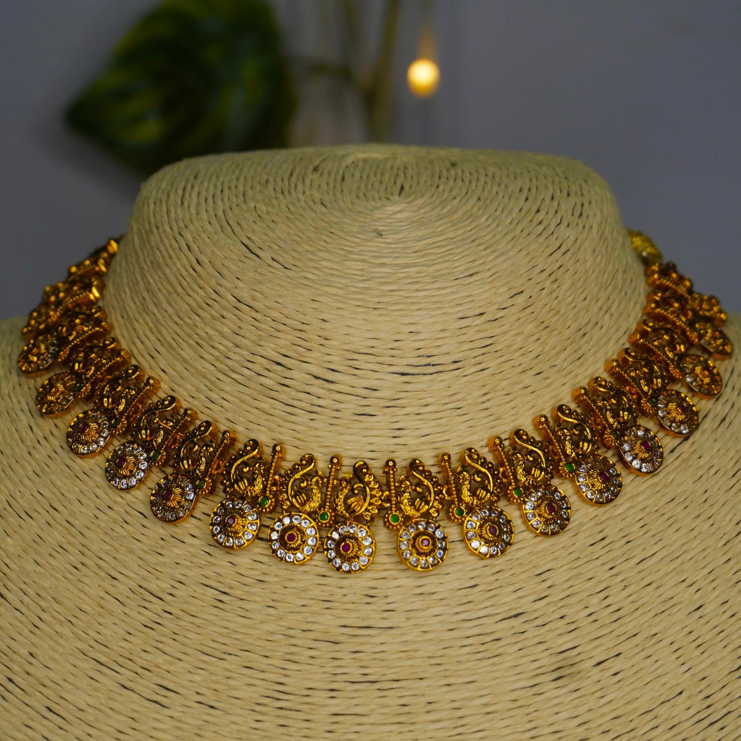 Premium Gold AD Droupathi Necklace Set NA814