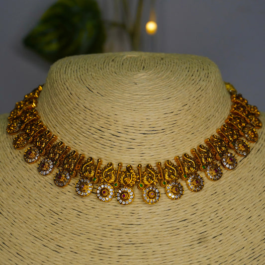 Premium Gold AD Droupathi Necklace Set NA814