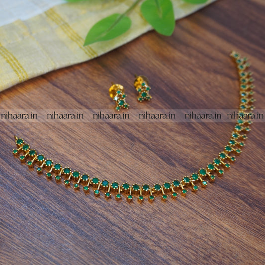 Gold Lakshya Necklace Set - Green NA723