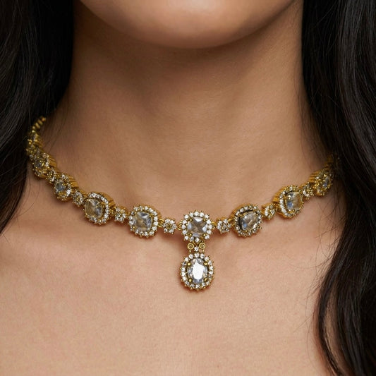 Premium Antique AD Bloom Necklace Set NA23