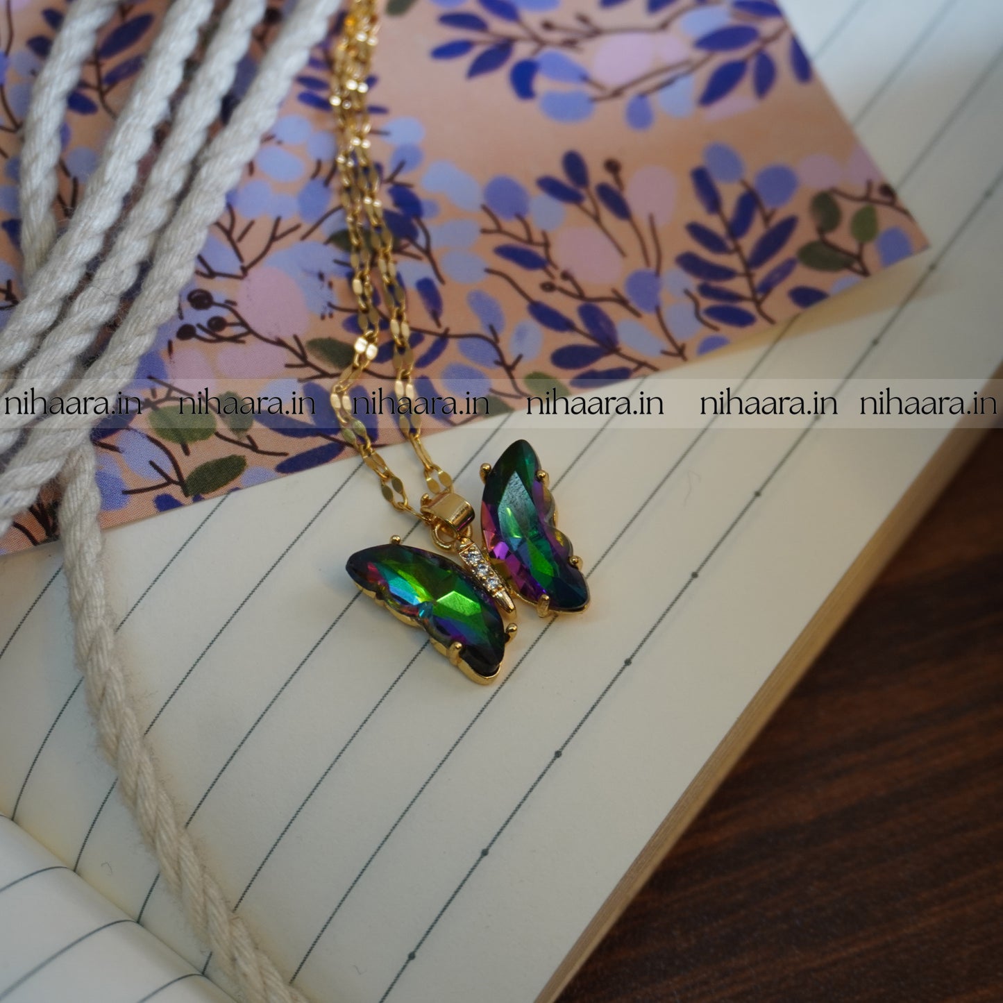 Anti-Tarnish Butterfly Necklace - Dark Indigo NA201