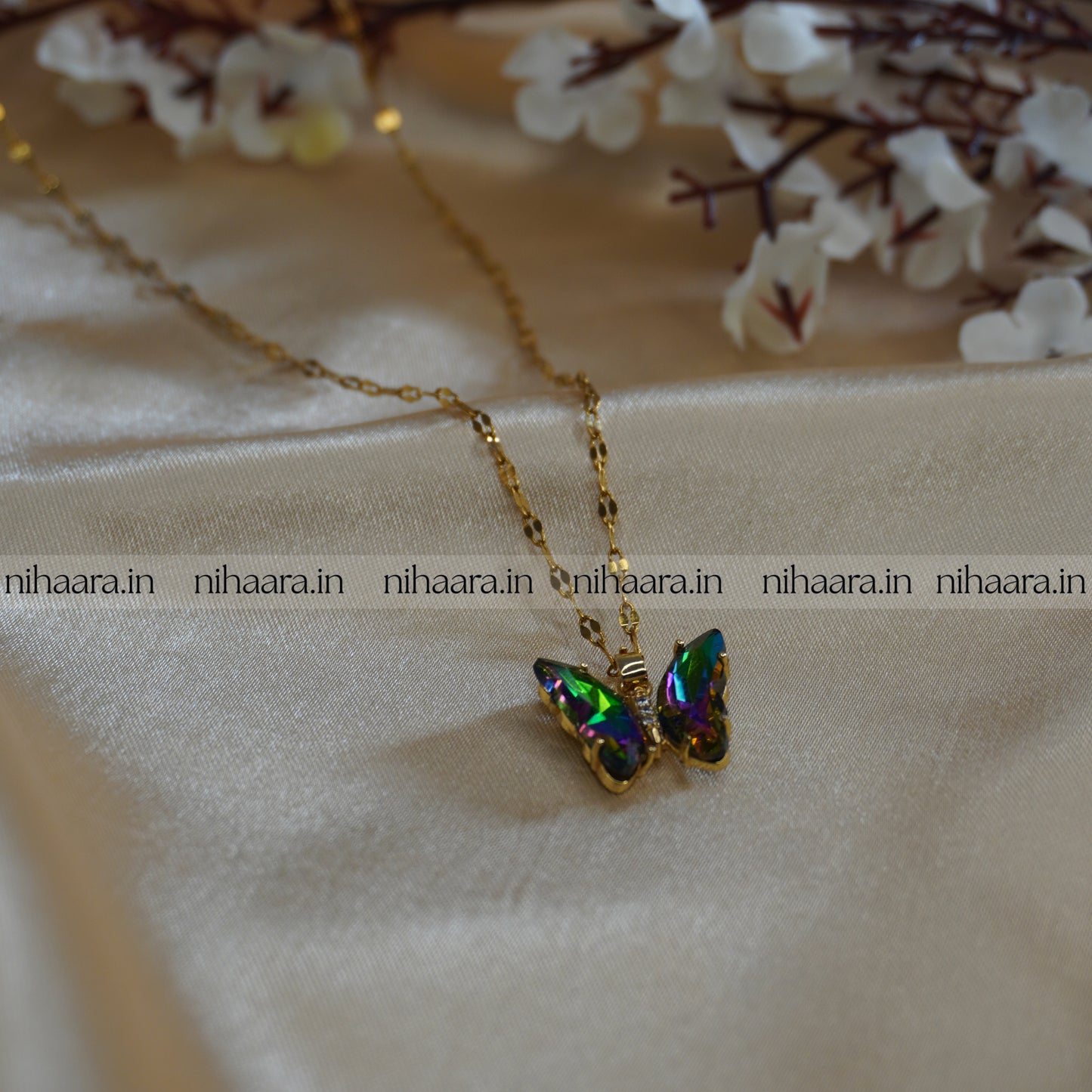 Anti-Tarnish Butterfly Necklace - Dark Indigo NA201