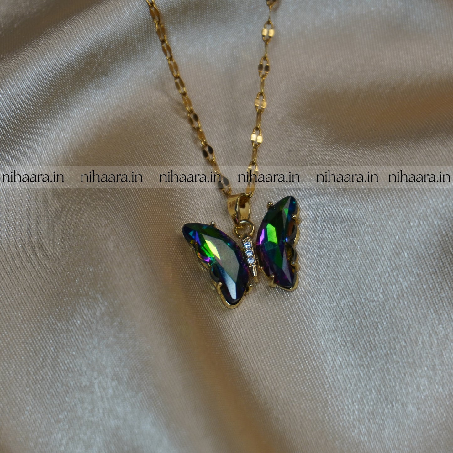 Anti-Tarnish Butterfly Necklace - Dark Indigo NA201