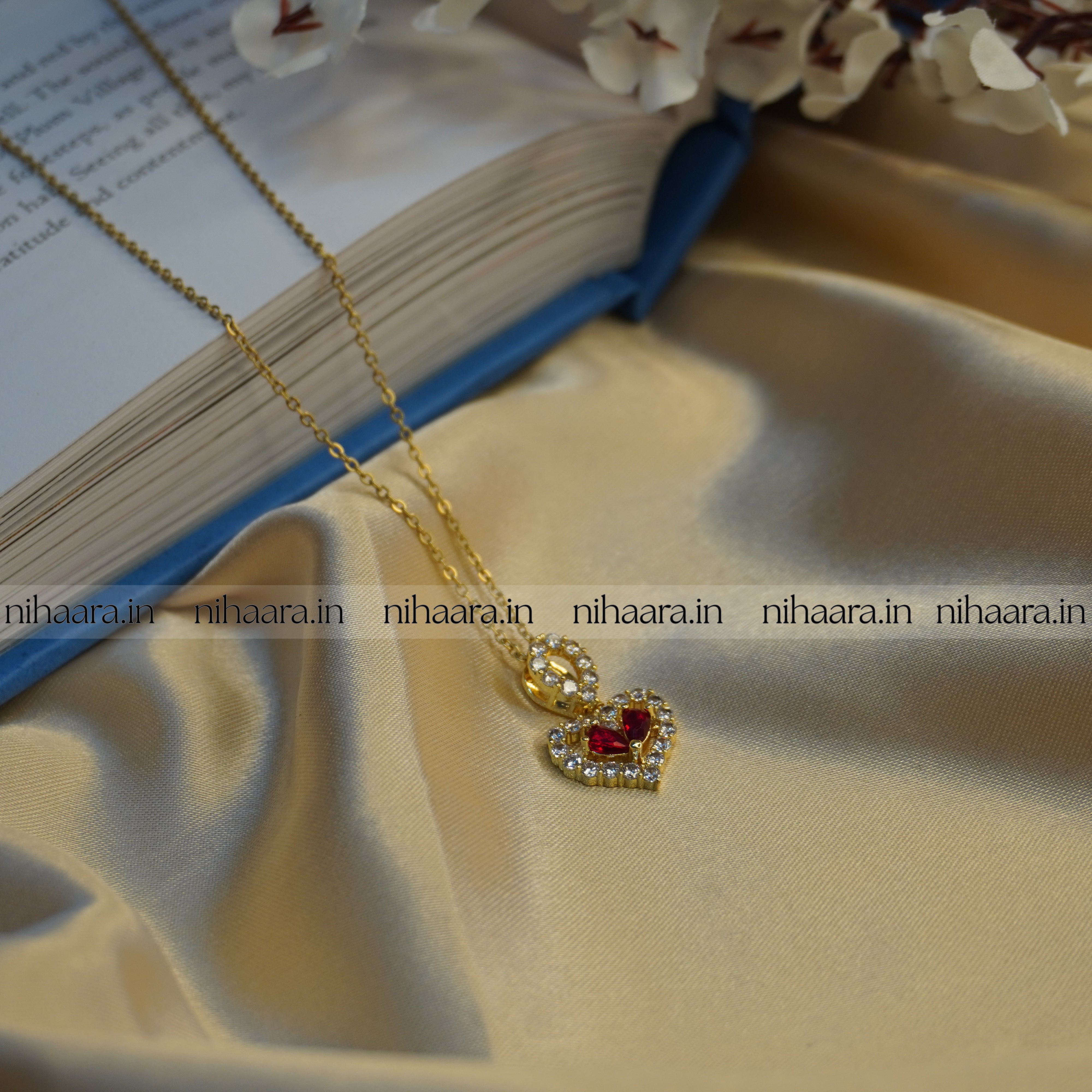 Anti-Tarnish Ruby Heart in Heart Necklace NA207 – nihaara