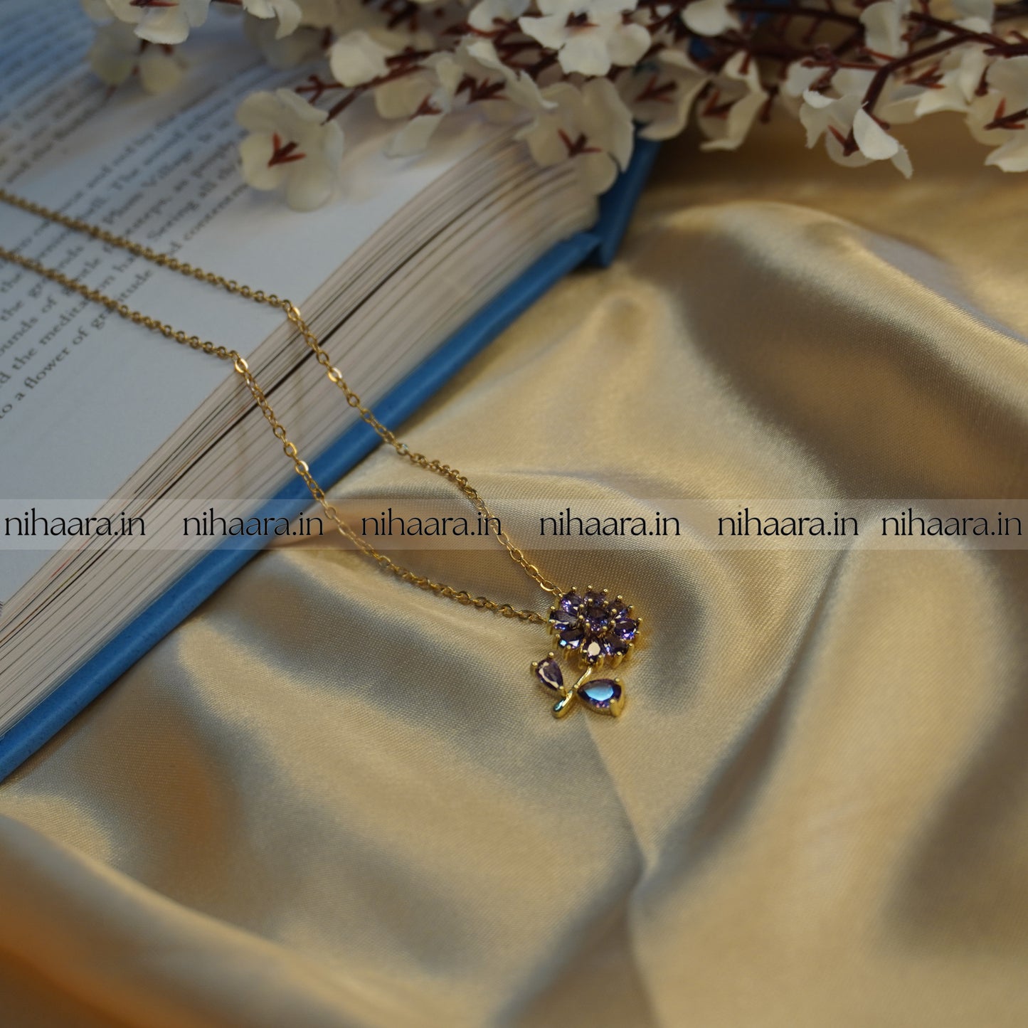 Anti-Tarnish Purple Blossom Necklace NA209