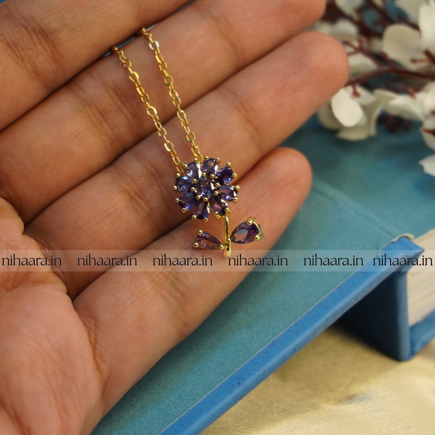 Anti-Tarnish Purple Blossom Necklace NA209