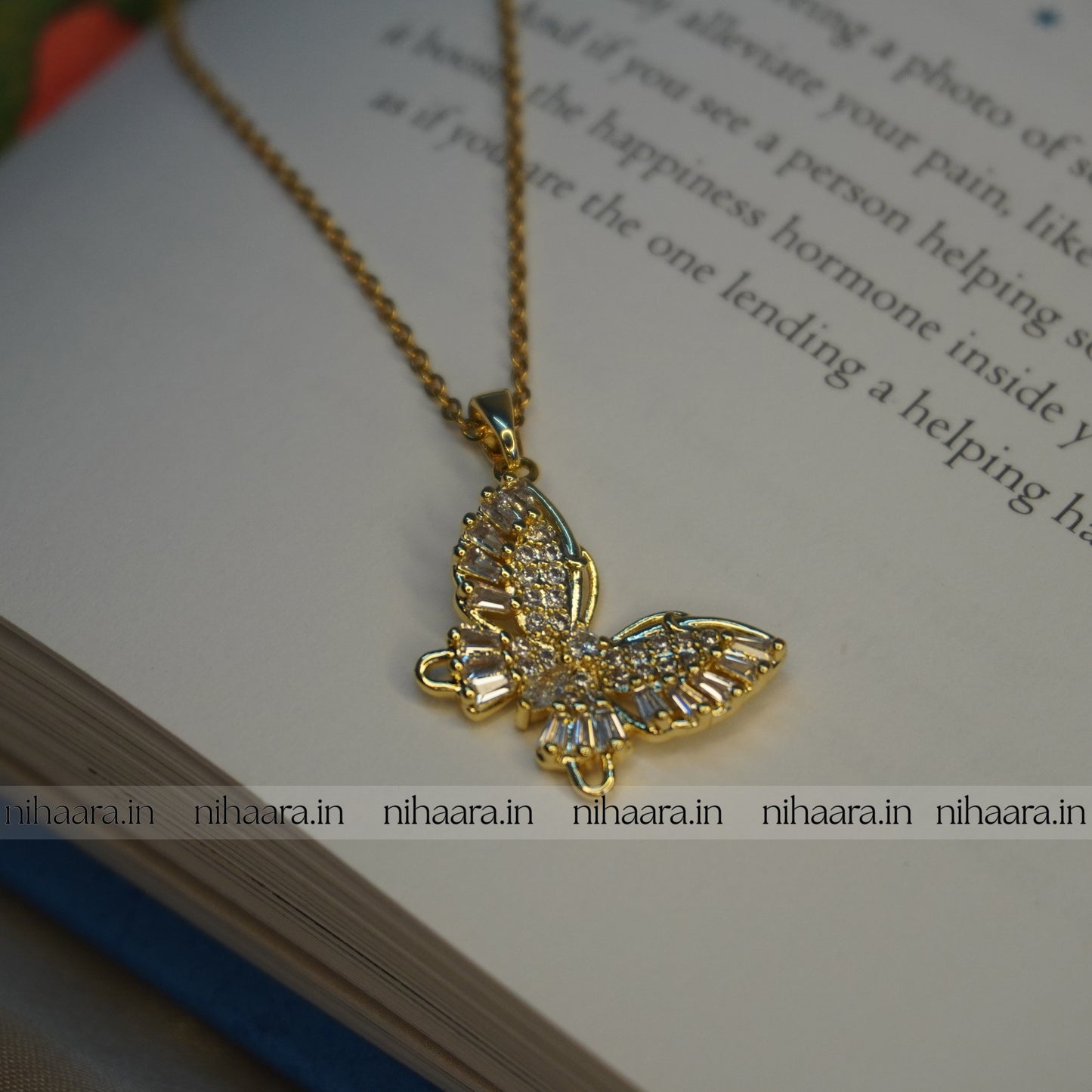 Anti-Tarnish Crystal Butterfly Necklace NA213