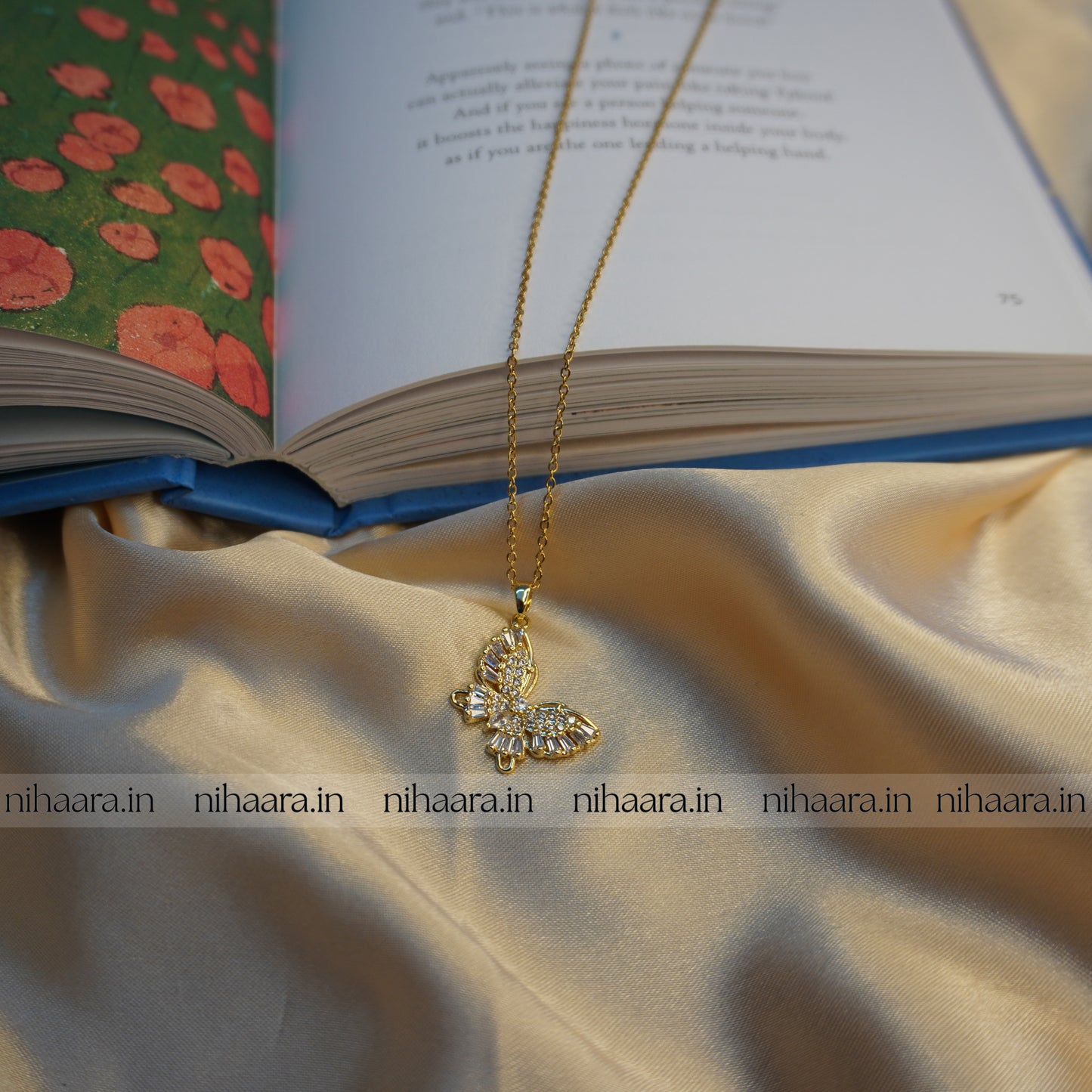 Anti-Tarnish Crystal Butterfly Necklace NA213