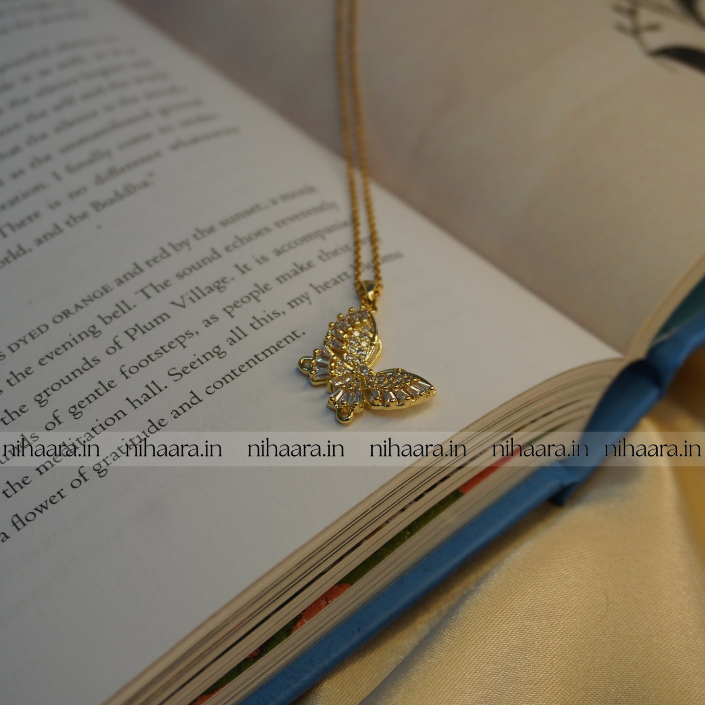 Anti-Tarnish Crystal Butterfly Necklace NA213