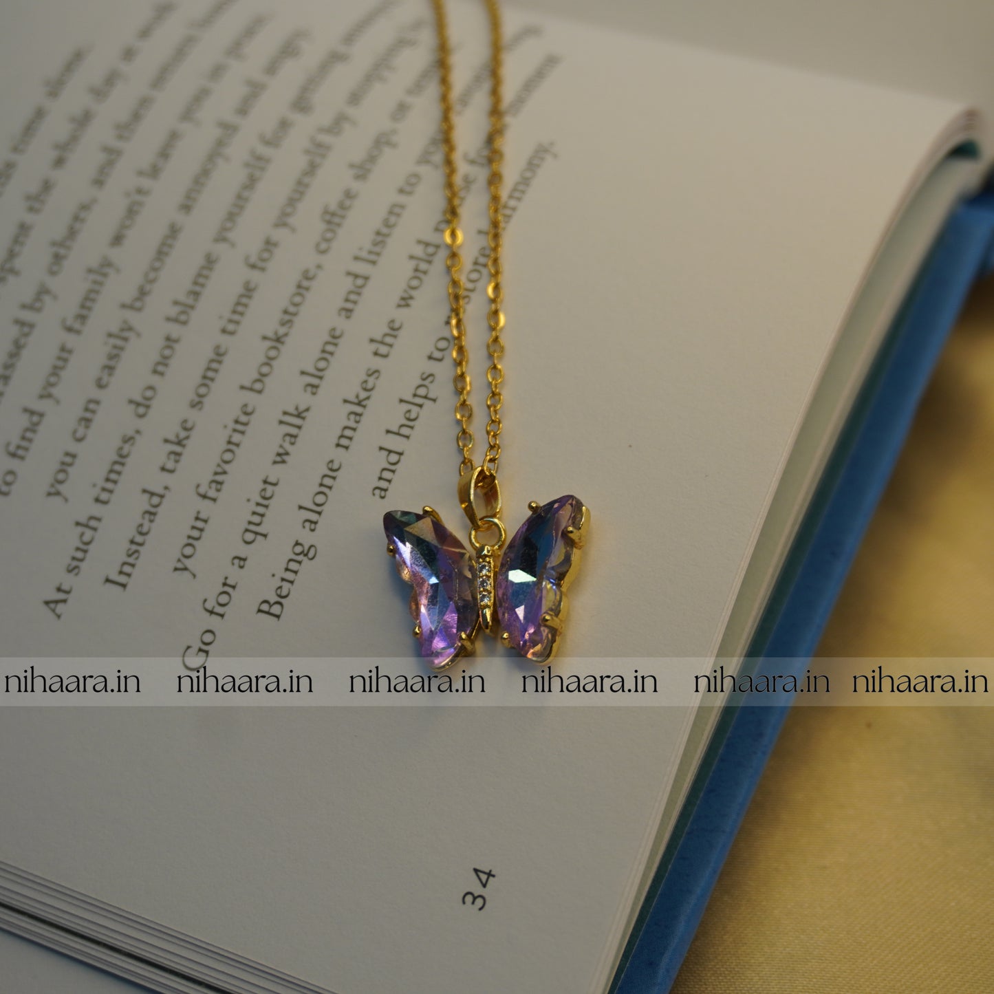 Daily wear Butterfly Necklace - Tanzanite Purple NA204