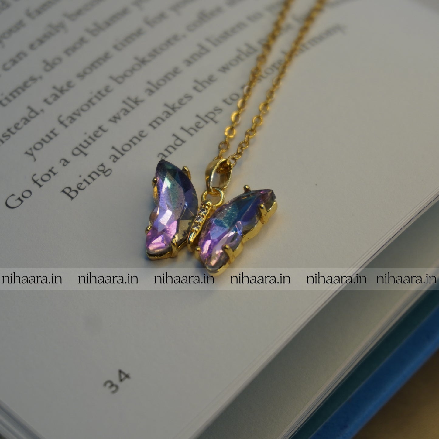 Daily wear Butterfly Necklace - Tanzanite Purple NA204
