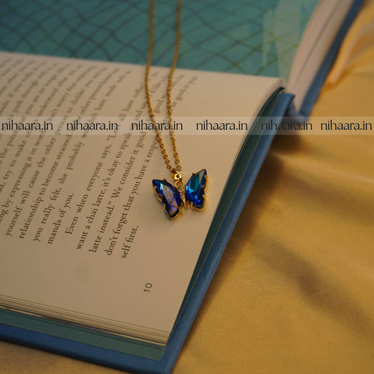 Daily wear Butterfly Necklace - Sapphire Blue NA206