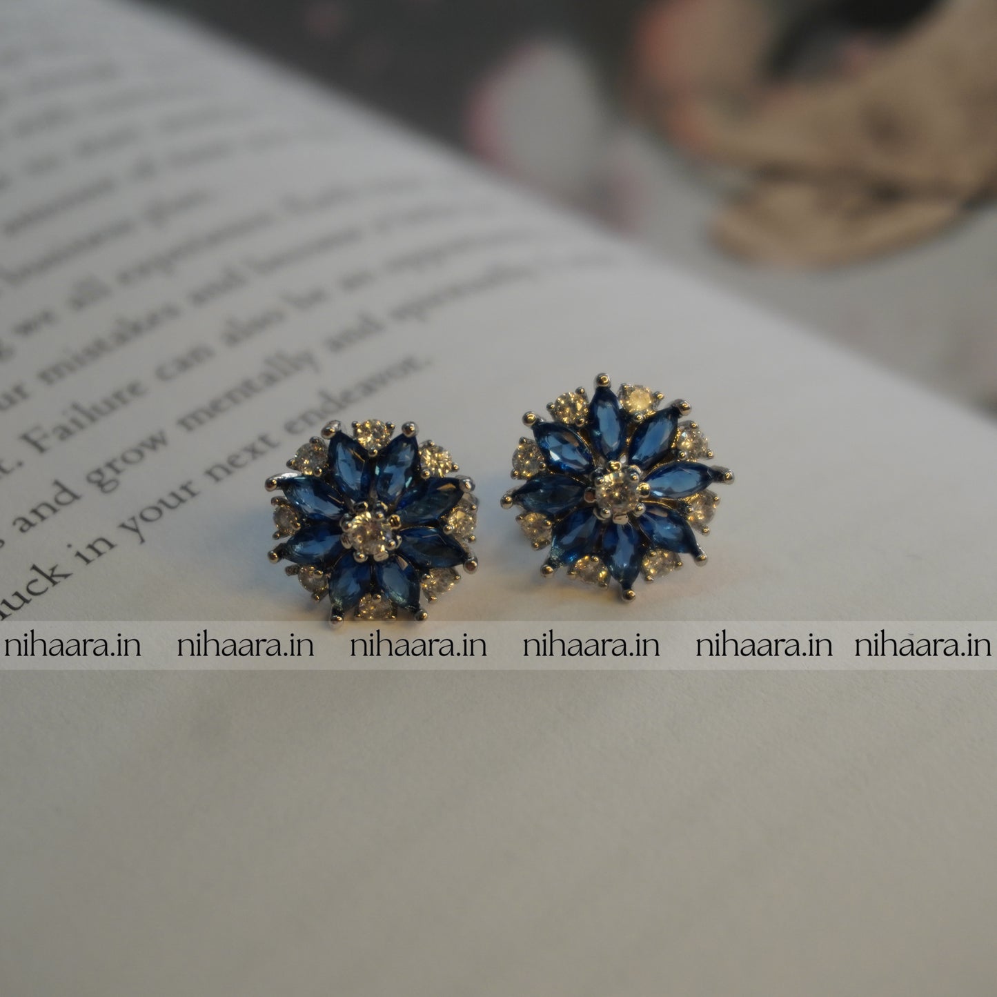 Anti-Tarnish Twinkling Star Sapphire Earrings NA221