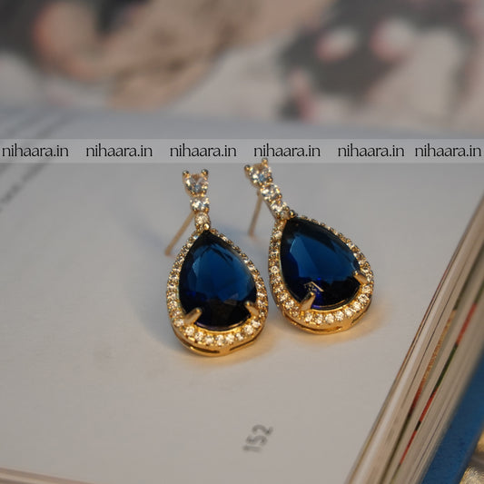 Anti-Tarnish Premium Sapphire Rain Drops Earrings NA226