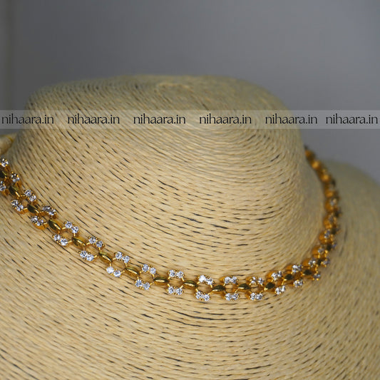 Gold Layam Necklace Set White NA807